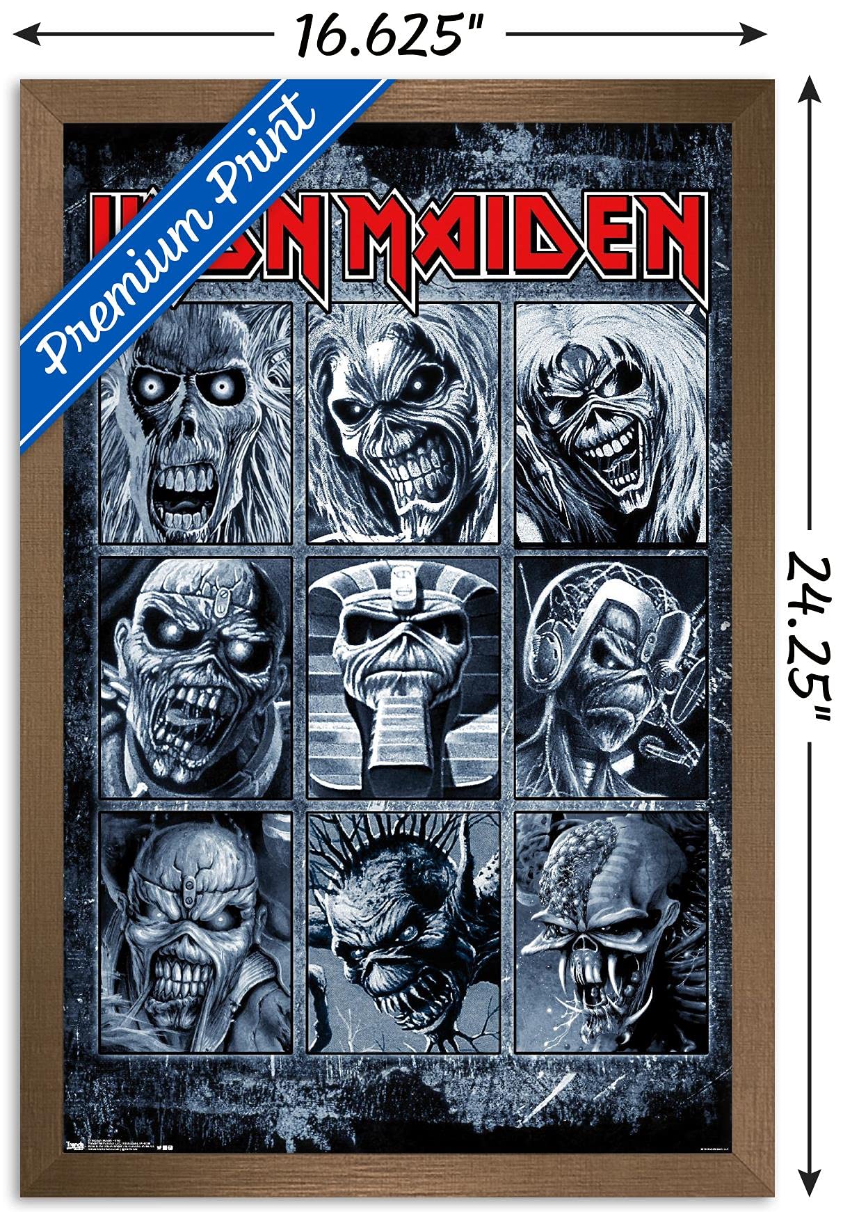Trends International Iron Maiden - Grid Wall Poster, 14.725'' X 22.375'', Bronze Framed Version