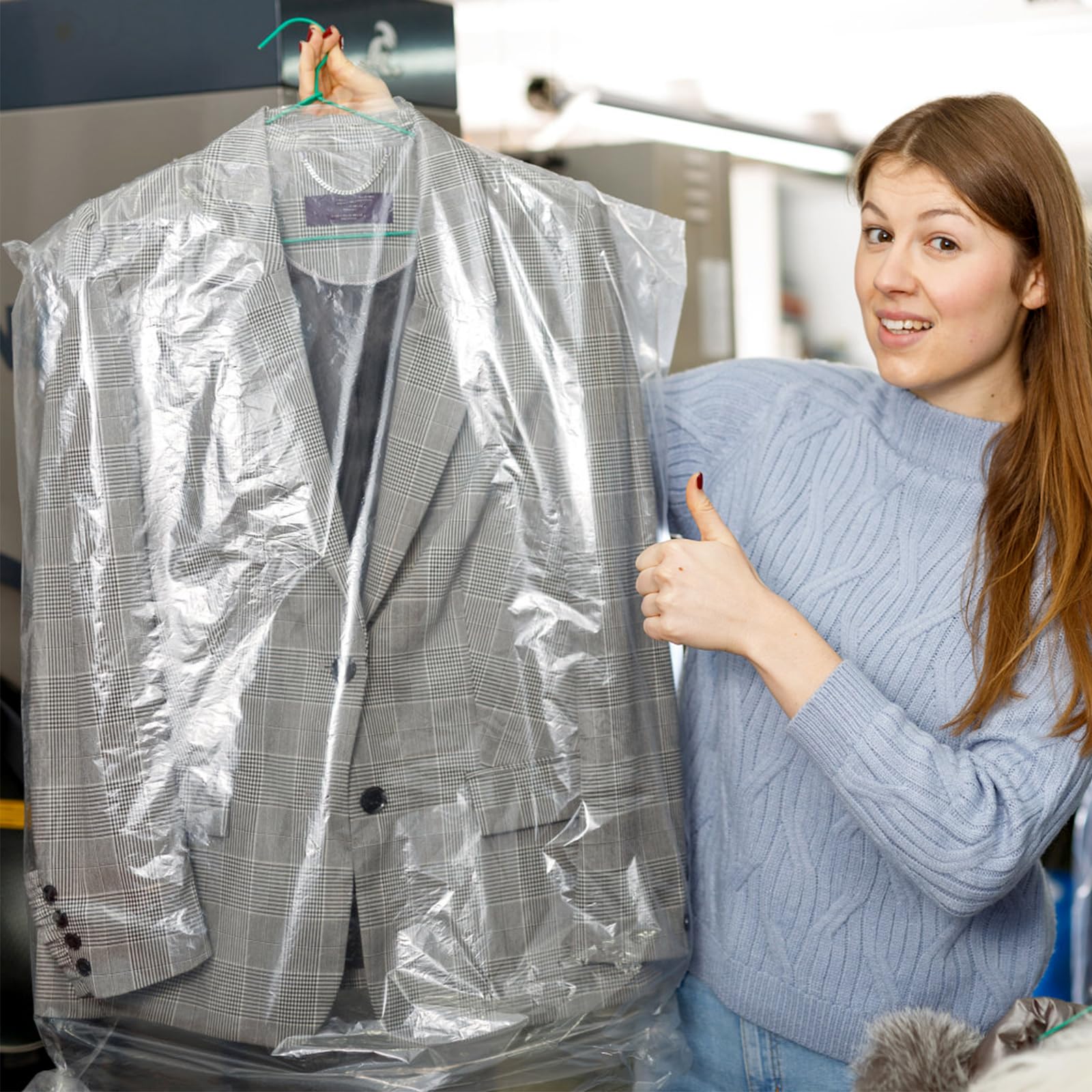 Avla 50 Pack Plastic Garment Bags, Clear Dry Cleaner Bags, Hanging Clothes Cover Protector Bag For Closet Storage, Transparent H