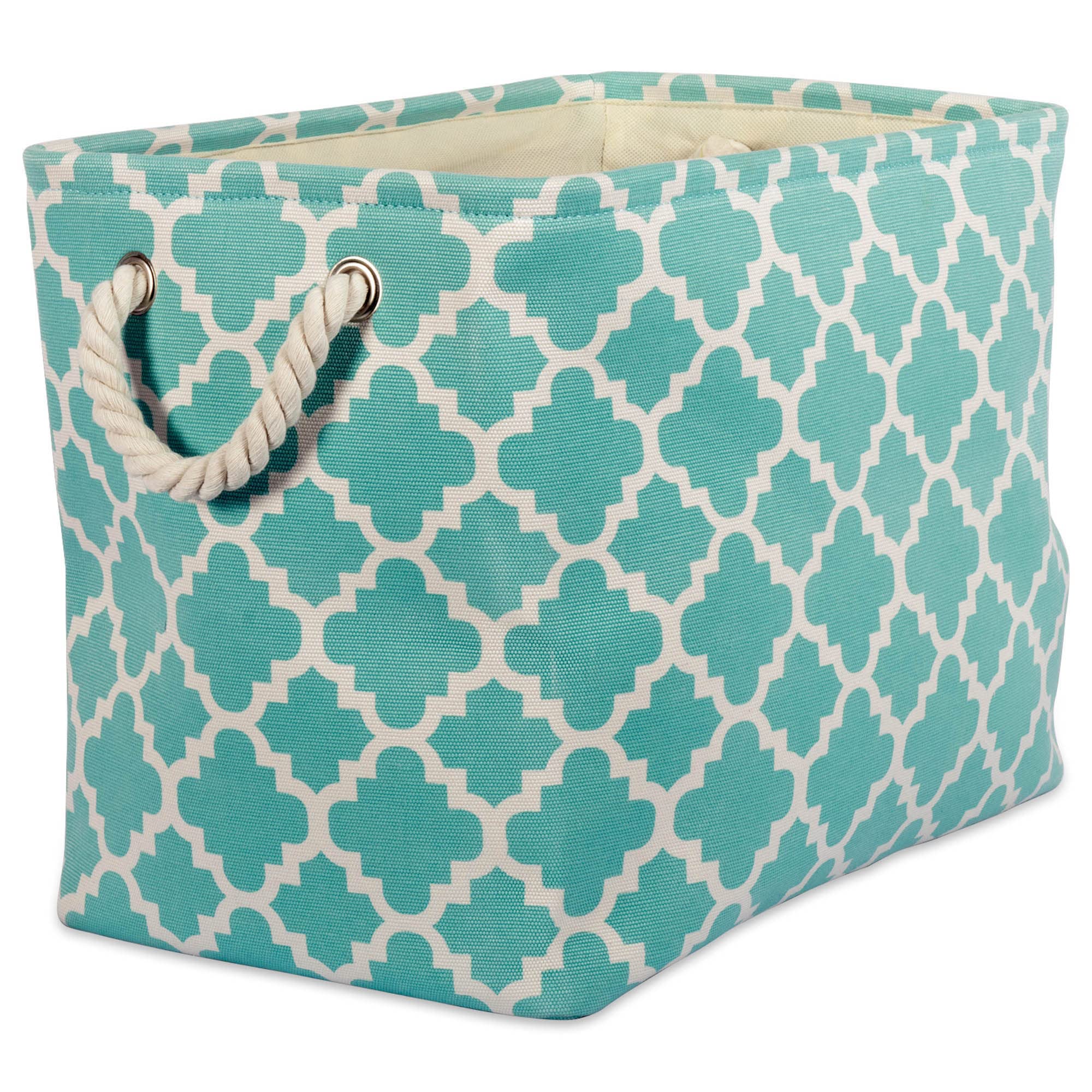 DII Polyester Container with Handles, Lattice Storage Bin, Large, Aqua