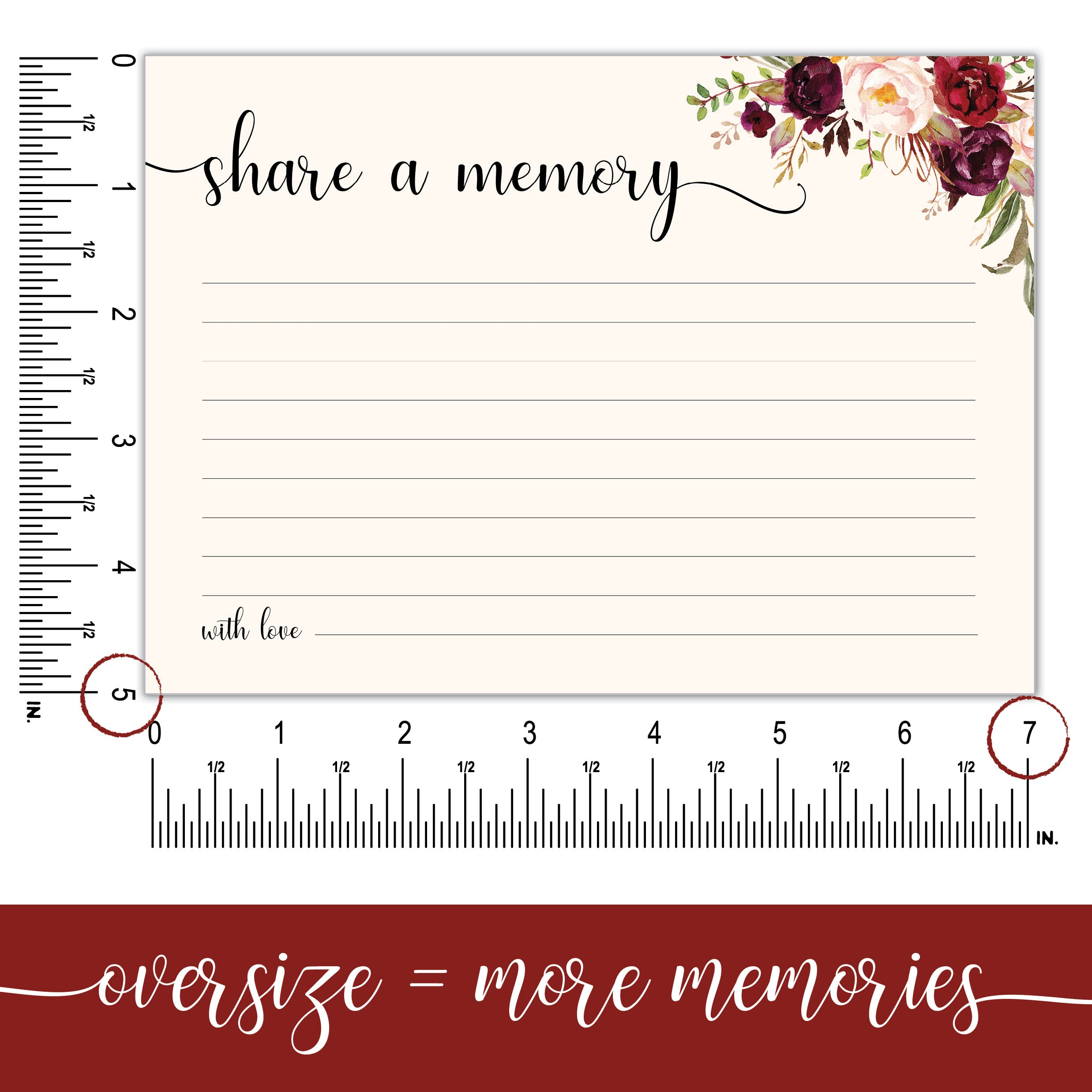 Mpc Brands 100 Large Share A Memory Cards - Oversize 5 Inch X 7 Celebration Of Life Birthday Funeral Memorial Graduation Bridal