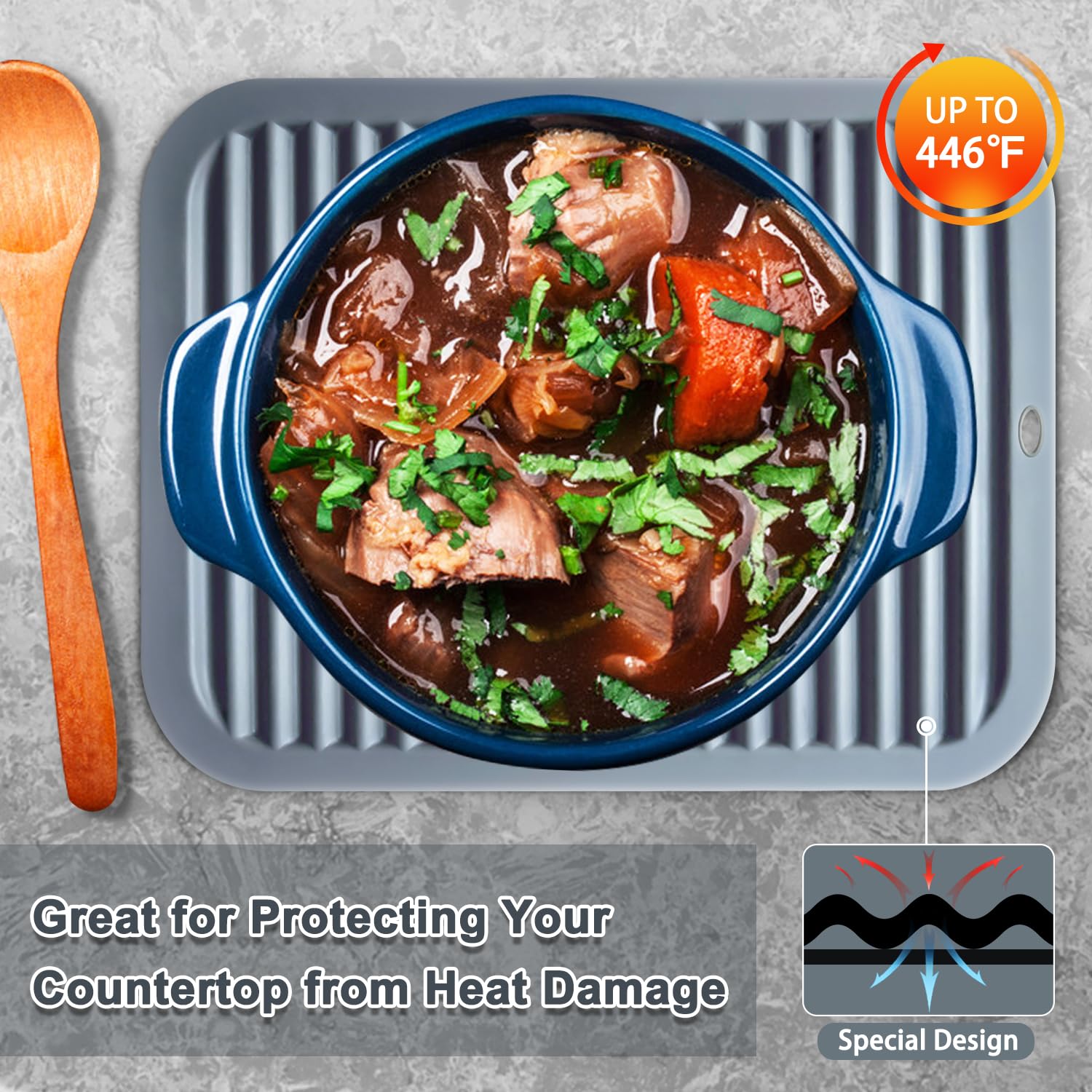 Walfos Silicone Trivets For Hot Pots And Pans - Heat Resistant Hot Pads For Kitchen Counter- 4 Pcs Multi-Purpose & Versatile Tri