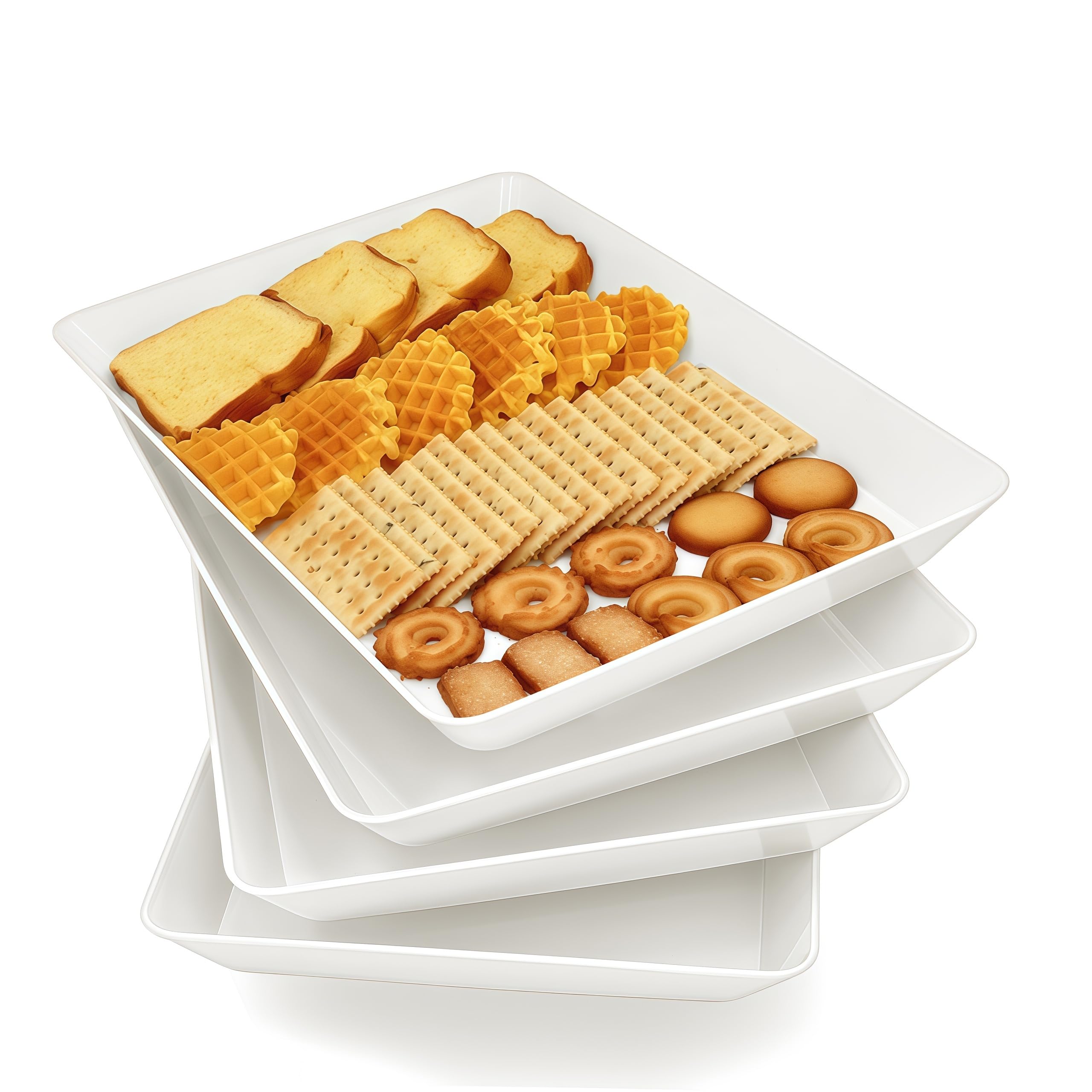 AMGBZT Serving Tray Platter, 4 Pack Food Tray for Veggie Fruit Snack Dessert Cookie Cheese, Food Trays for Party Supplies Displa