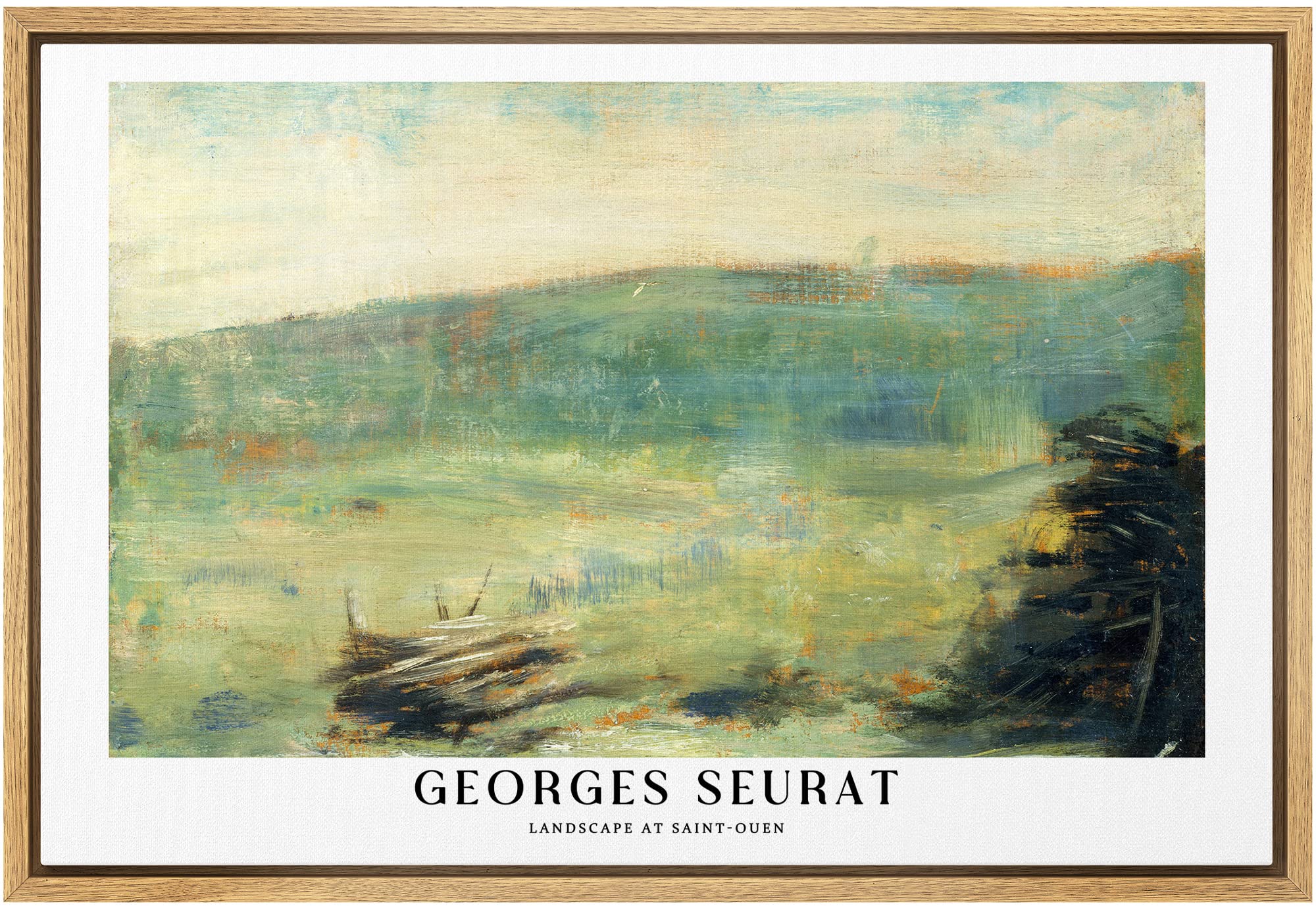 Wall26 Framed Canvas Print Wall Art Landscape At Saint-Ouen By Georges Seurat Historic Classical Illustrations Fine Art Decorati