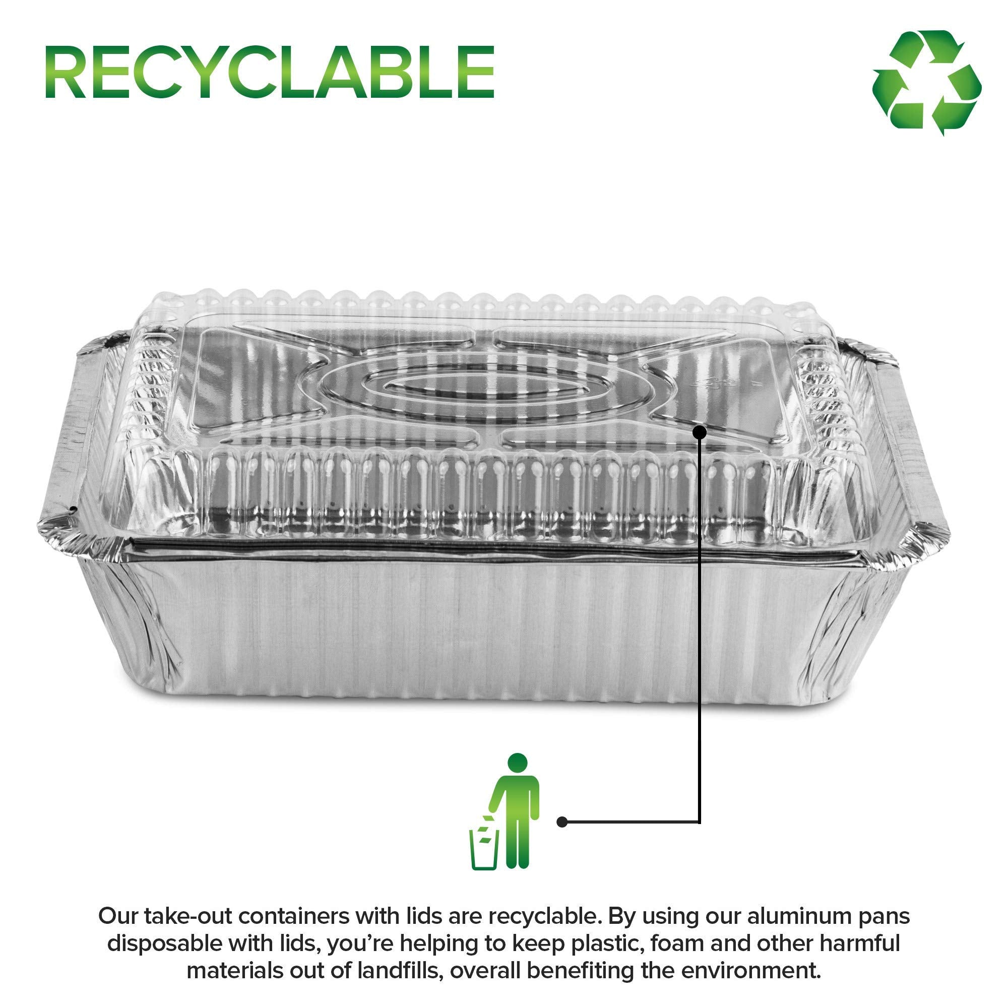 Stock Your Home 2 Lb Small Aluminum Pans With Lids (100 Pack) Foil Pan  Clear Plastic Lid, Disposable Cookware, Takeout Trays Wi