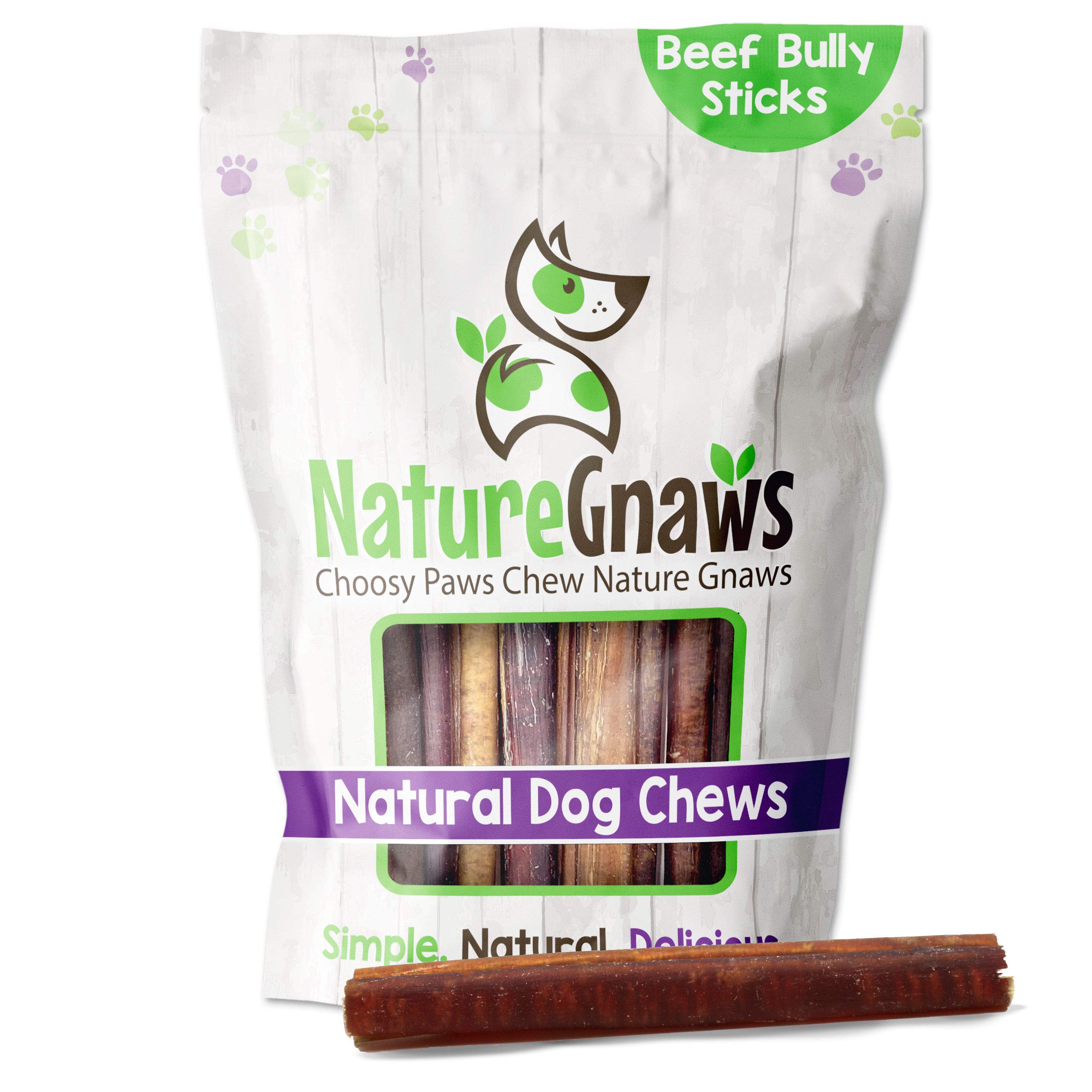 Nature Gnaws Bully Sticks For Large Dogs - Premium Natural Beef Bones - Thick Long Lasting Dog Chew Treats For Aggressive Chewer