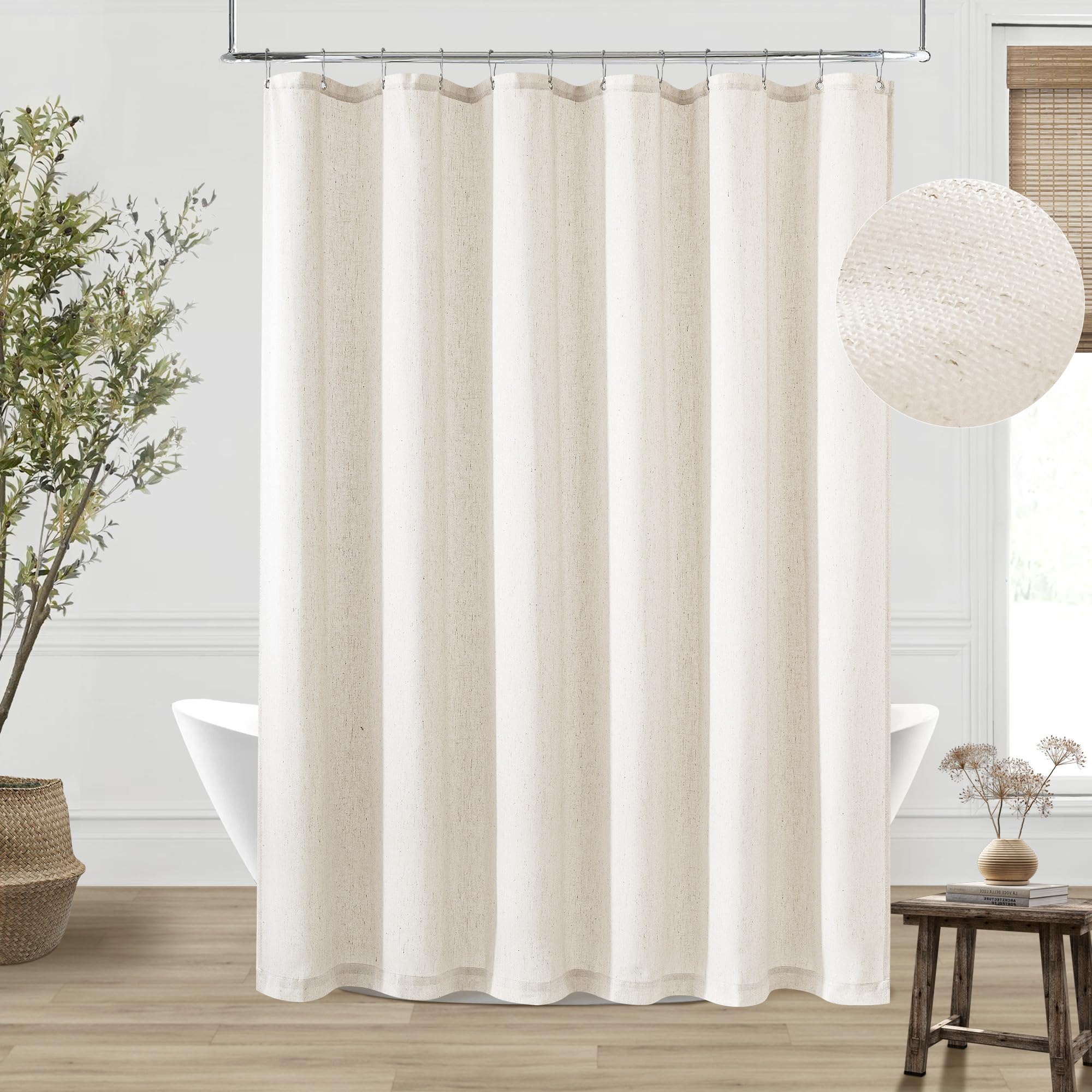 75 Inch Bathroom Shower Curtain Olive Green Boho Farmhouse Vintage Rustic Country Shower Curtains For Bathroom Linen Textured Wa