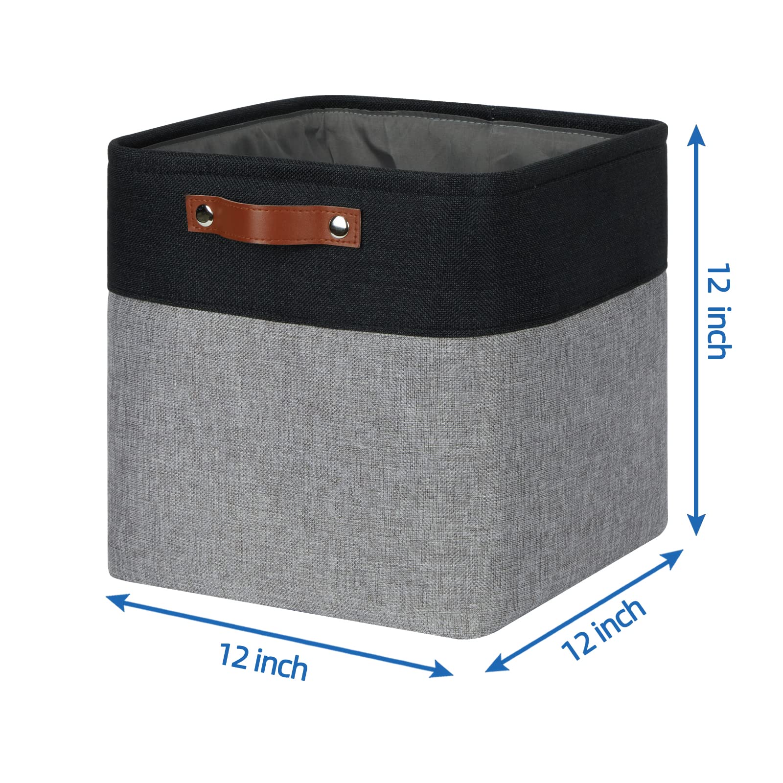 Temary Storage Baskets 12X12 Fabric Cube Storage Bins, 4 Pack Large Baskets With Handles, Baskets For Organizing Towels, Blanket