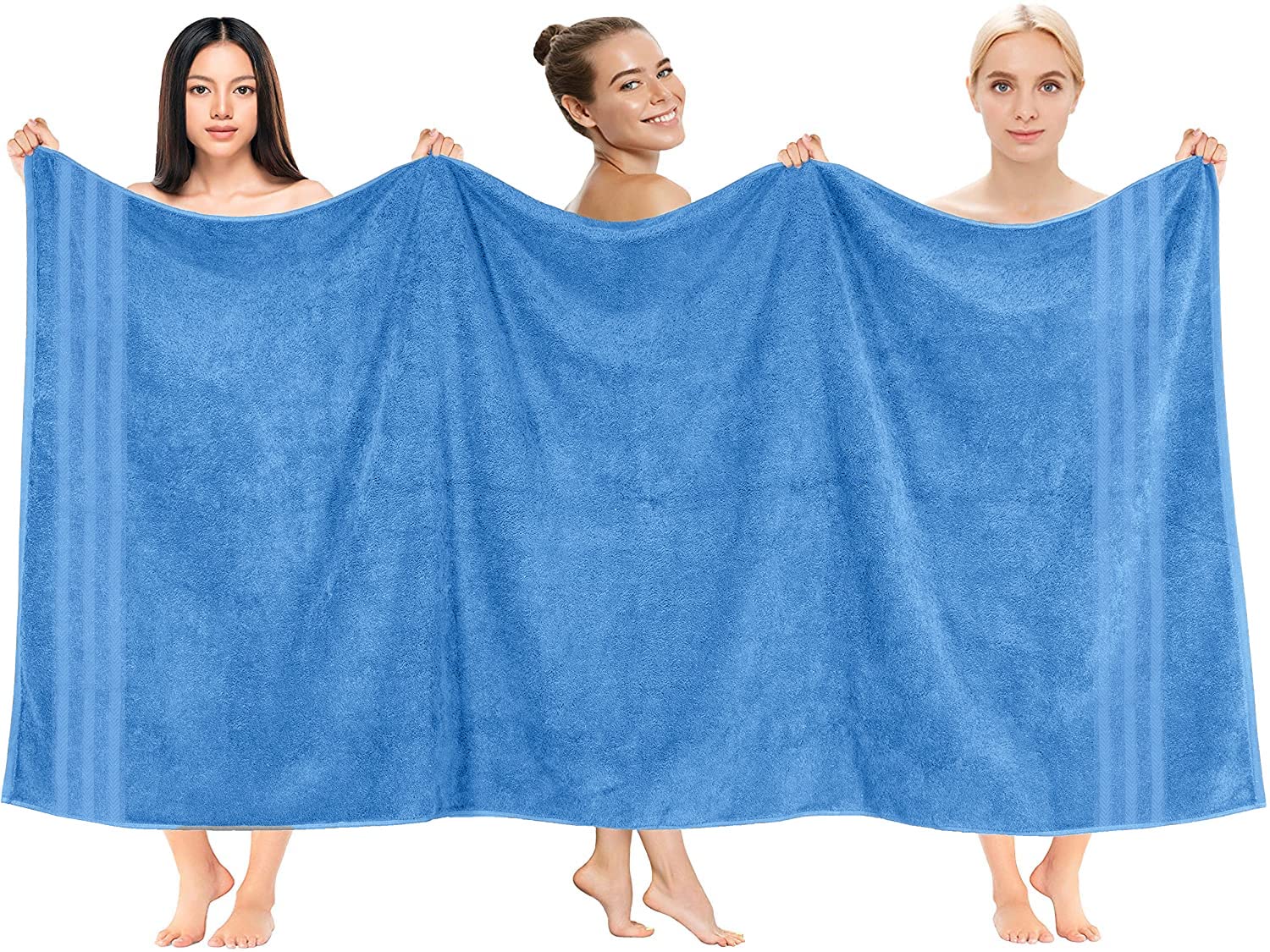 Dan River Bath Sheets Set Of 2 - 550 Gsm Ultra Super Soft & Highly Absorbent Sheets - 100% Cotton Jumbo Large Bath Towels For Ho