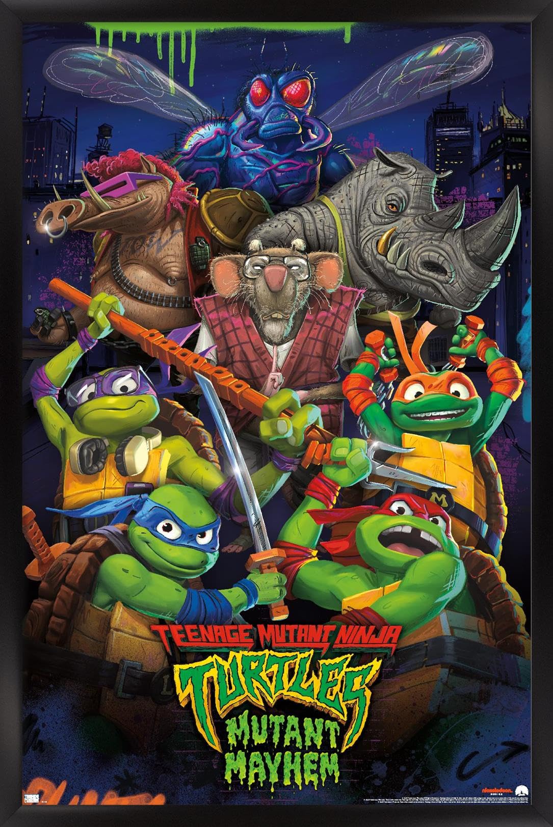 Trends International Teenage Mutant Ninja Turtles: Mutant Mayhem - Group Wall Poster, 22.37'' X 34.00'', Black Framed Version