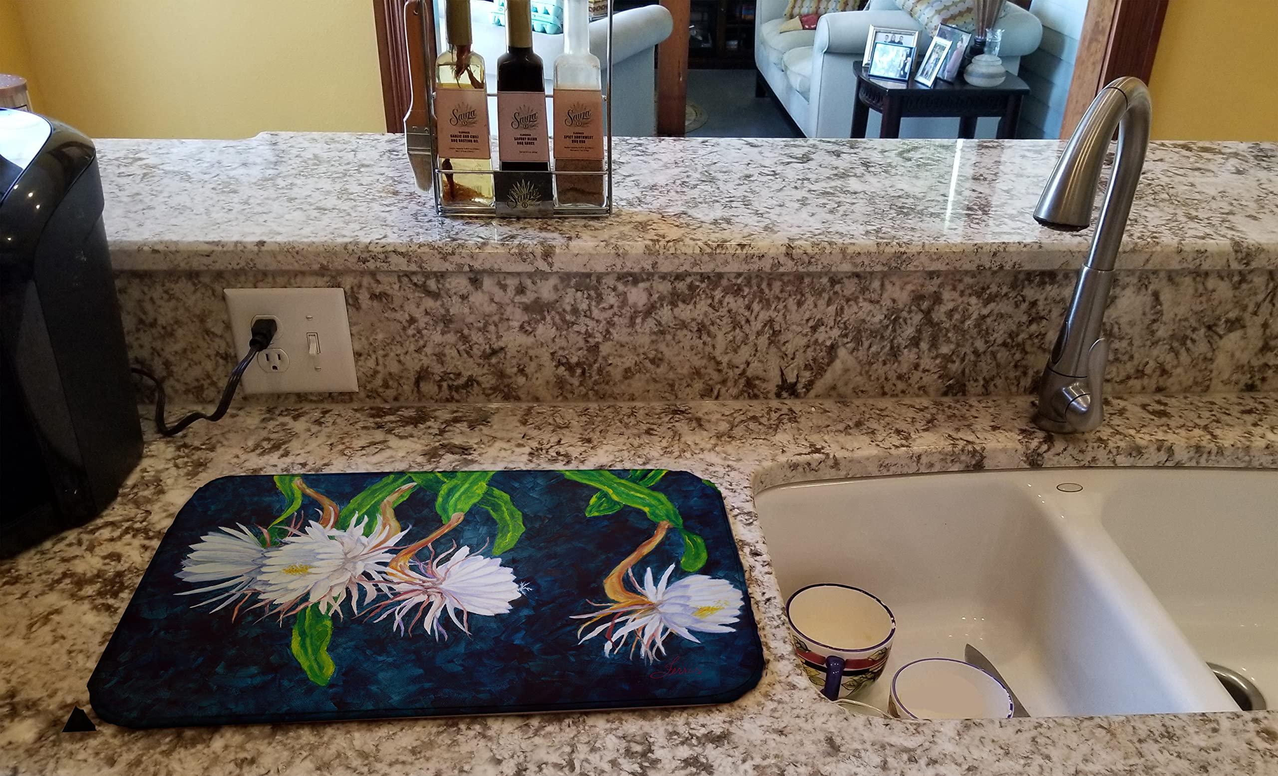 Night Blooming Cereus by Ferris Hotard Dish Drying Mat