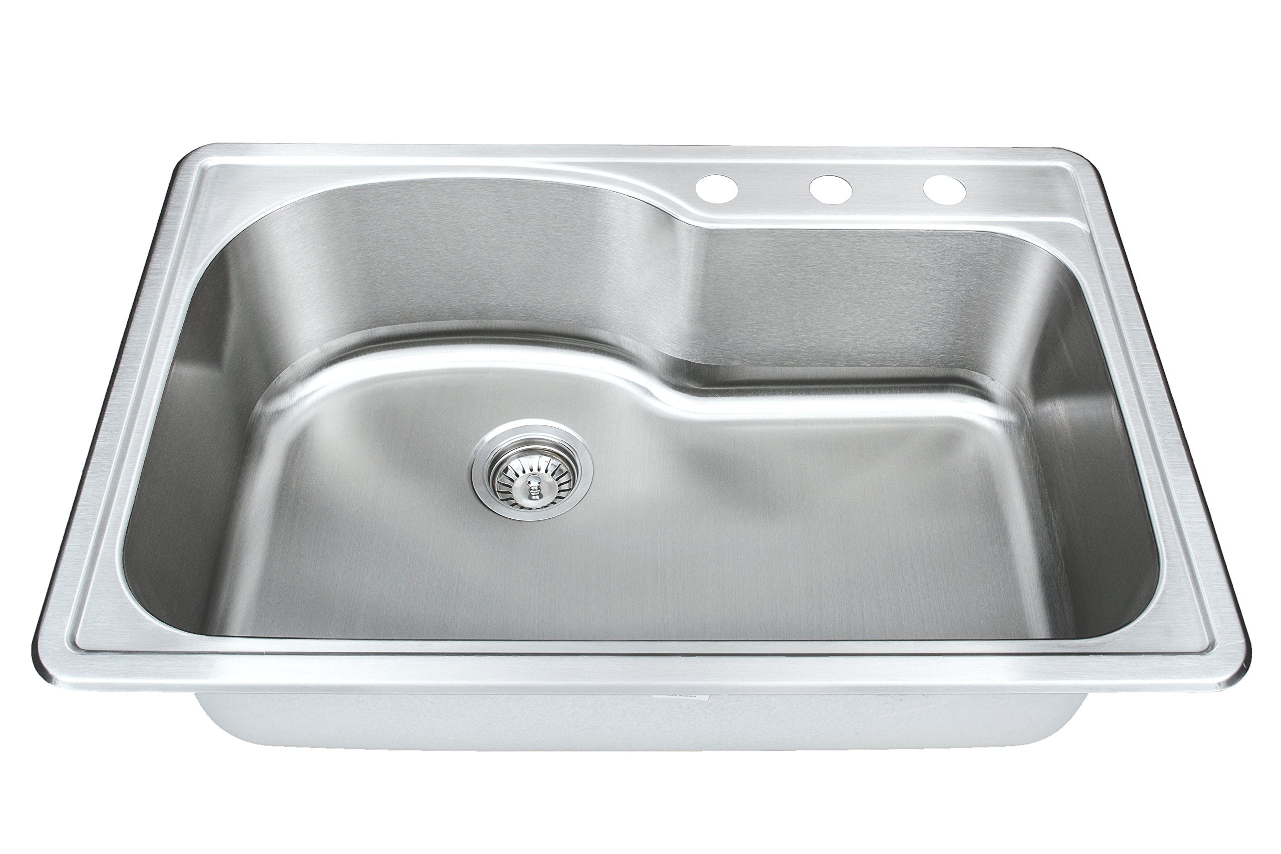 Wells Sinkware 18 Gauge Offset Single Bowl Topmount Stainless Steel Kitchen Sink