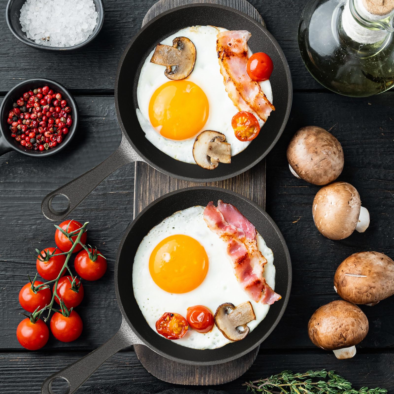 Remerry 10 Sets 4 Inches Cast Iron Skillets Mini Black Iron Nonstick Frying Pan Small Sizzling Plate Egg Pan Cast Iron Pot Bundl