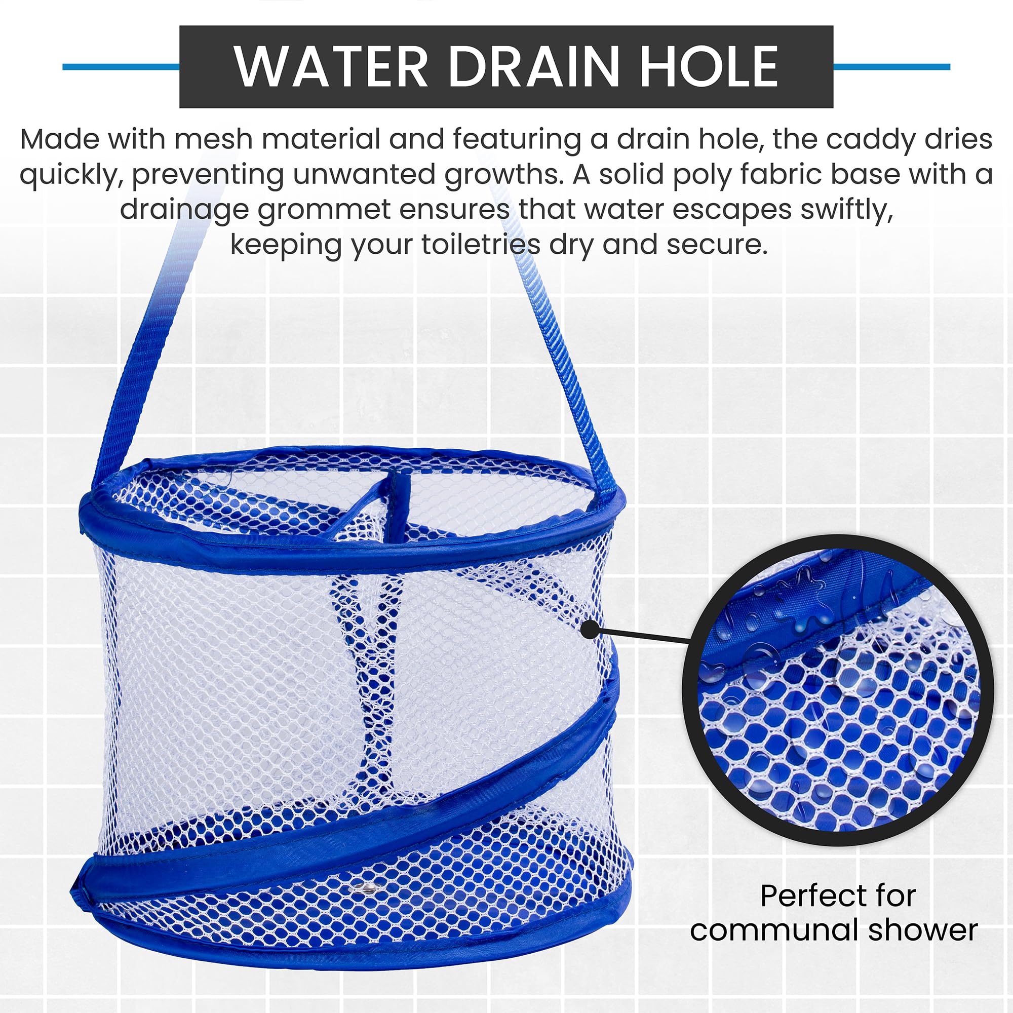 Handy Laundry Foldable Shower Caddy - Collapsible, Portable, Drainage Hole, Carry Handle, Large Compartments. Great Organizer Fo