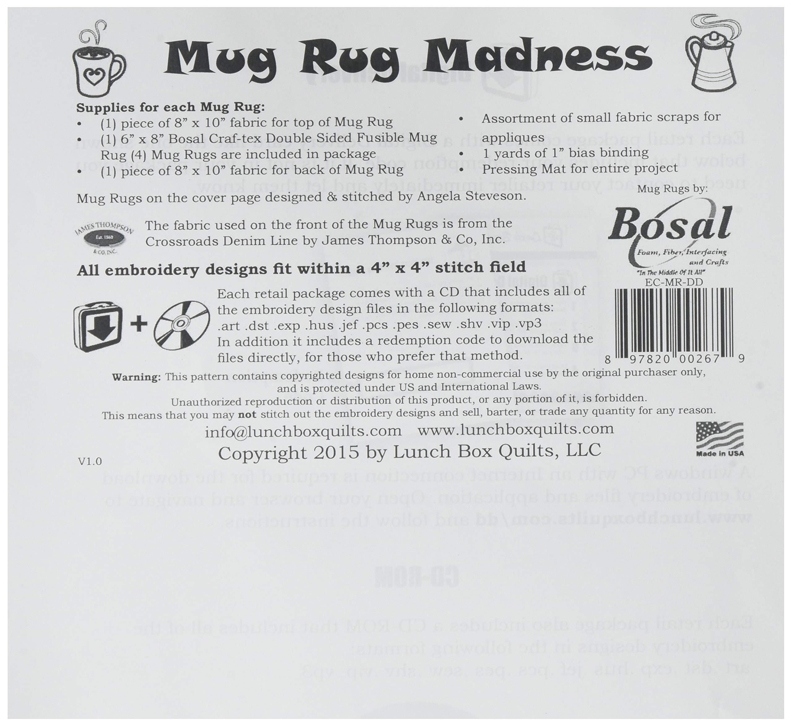 Lunch Box Quilts Mug Rug Madness Pattern, Small, Beige