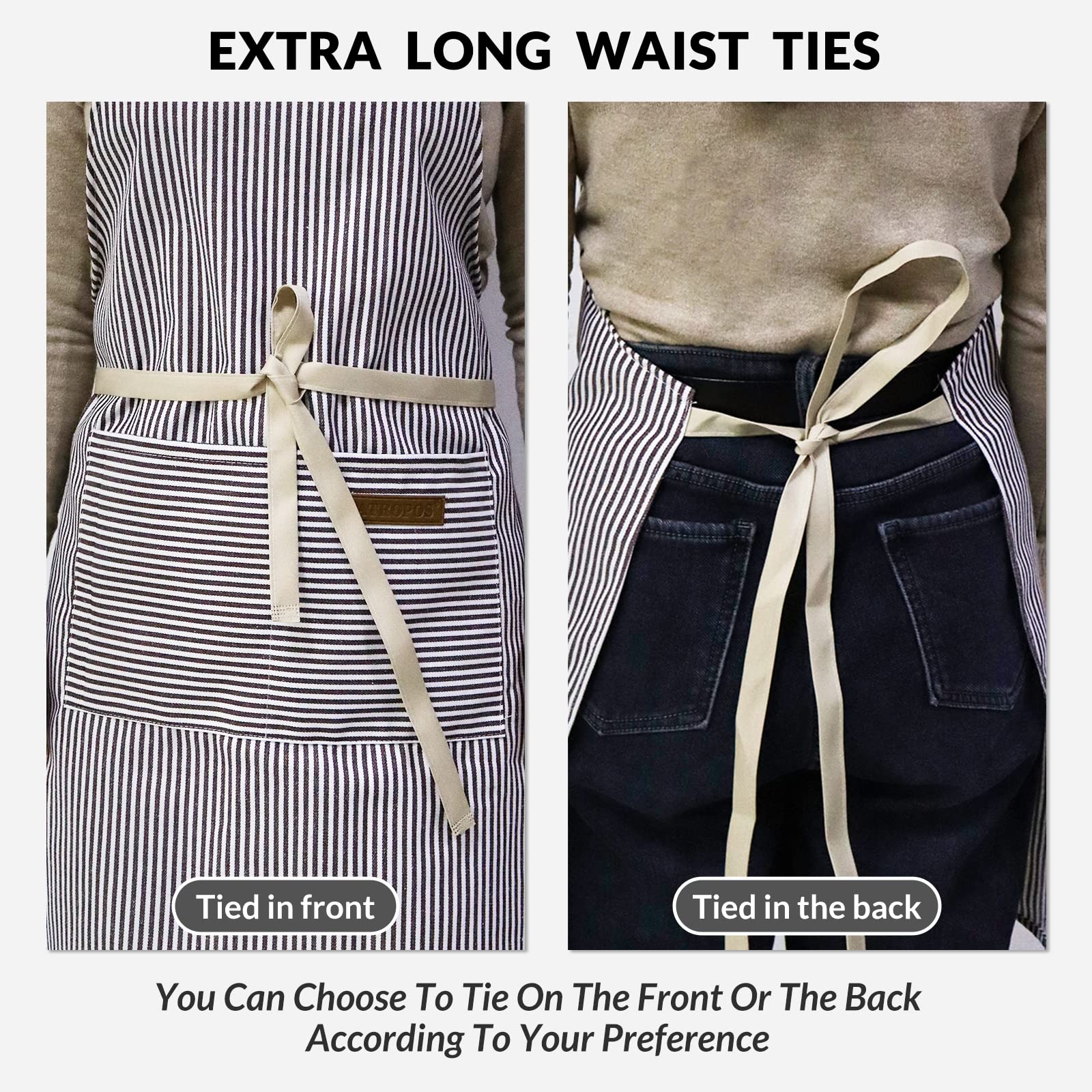 Atropos 2 Pcs Aprons For Women With Pockets, Aprons For Men, Womens Kitchen Apron, Cooking Apron Adjustable Bib Chef Apron(Unise