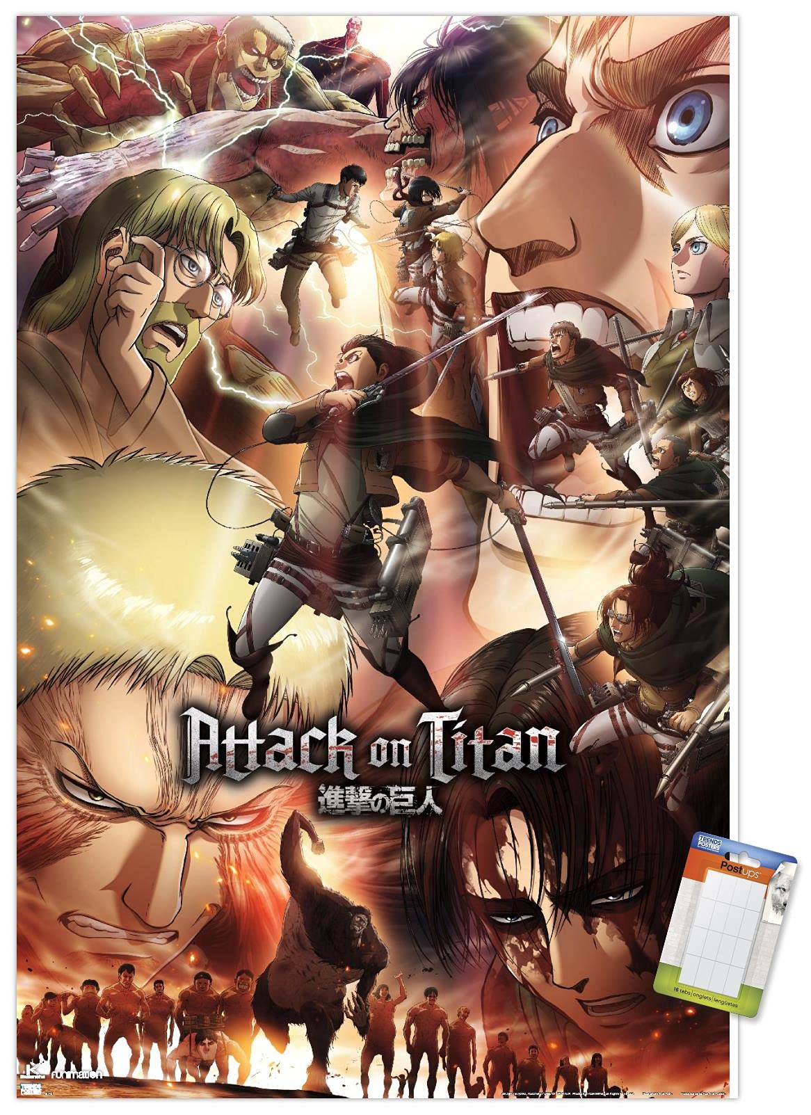 Trends International Attack On Titan: Season 3 - Key Art Wall Poster, 22.37'' X 34.00'', Poster & Mount Bundle