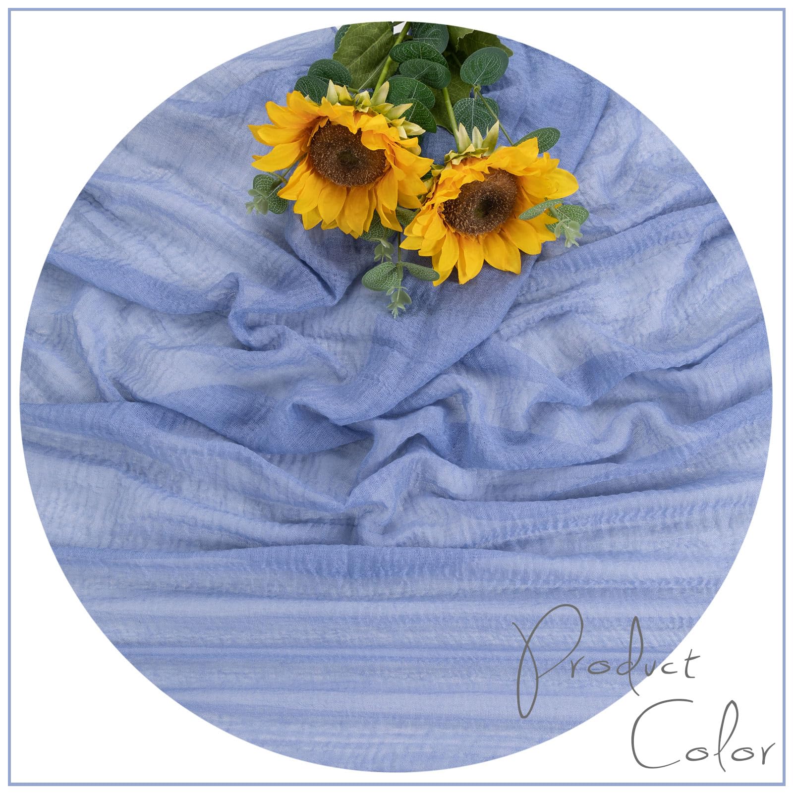 Sajoo 13Ft Dusty Blue Cheesecloth Table Runner 35X157 Inches Gauze Boho Rustic Cheese Cloth Tablecloth For Wedding Baby Bridal S