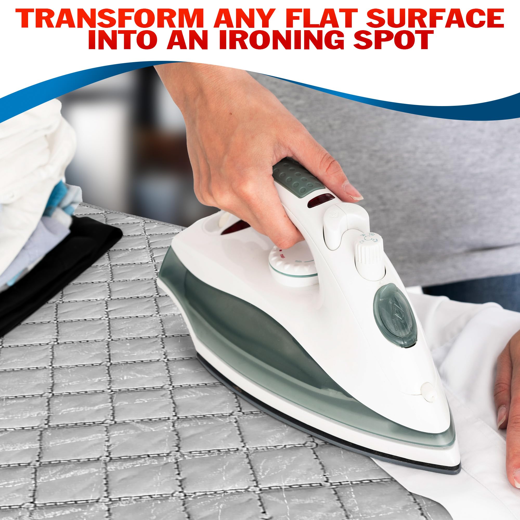 Ironing Board Pad With Silicone Pad - Iron Board Silicone Heat Resistant Mat Flat Iron Mat Ironing Blanket Portable Ironing Boar