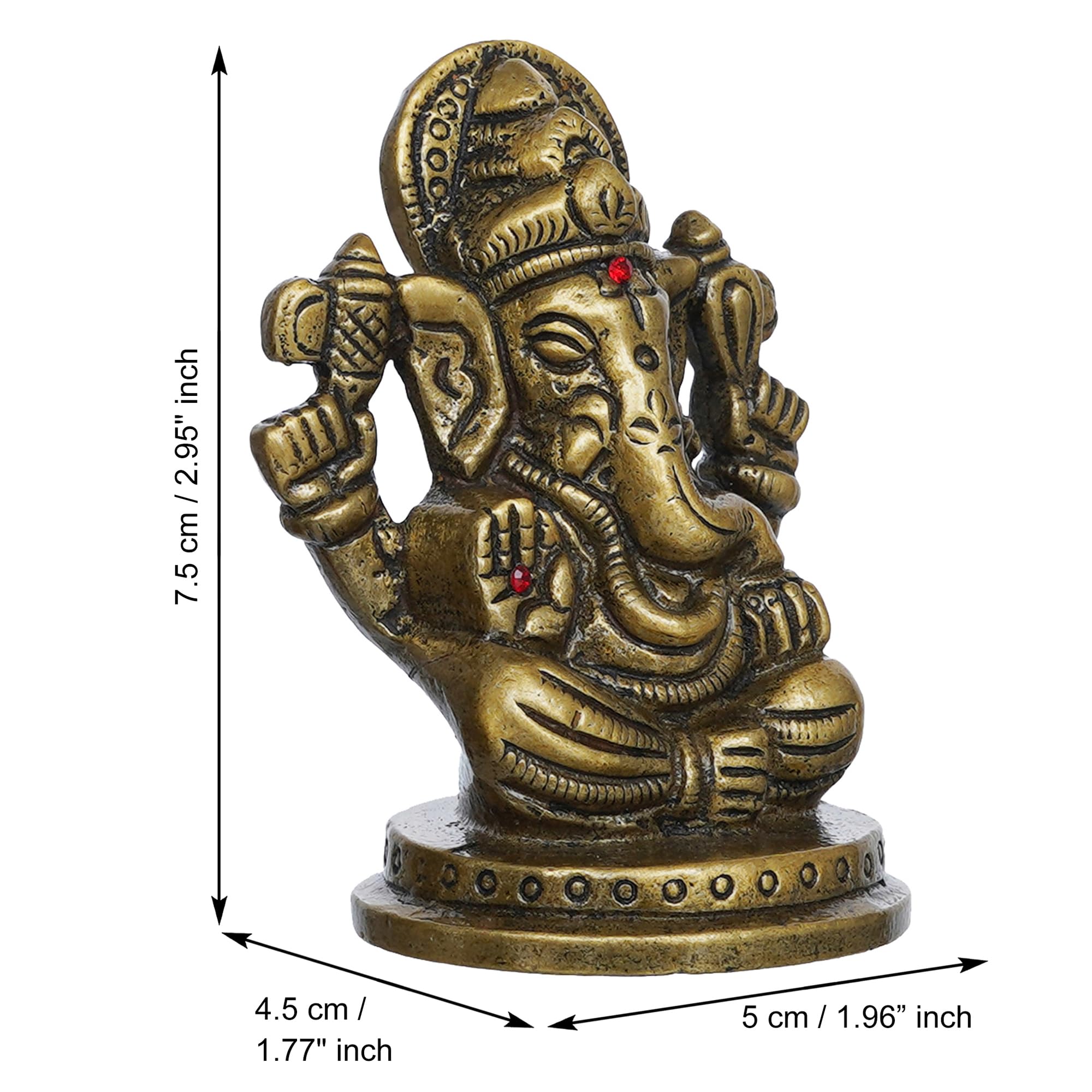 Ecraftindia Golden Metal Handcrafted Blessing Lord Ganesha Idol For Home Decor Office Car Dashboard- Ganesha Statue For Puja Roo