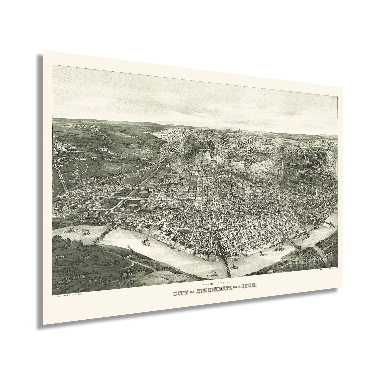 Historix Vintage 1900 Cincinnati Ohio Map - 24X36 Inch Vintage Map Of Cincinnati Wall Art - Old Cincinnati Poster - Historic Cin