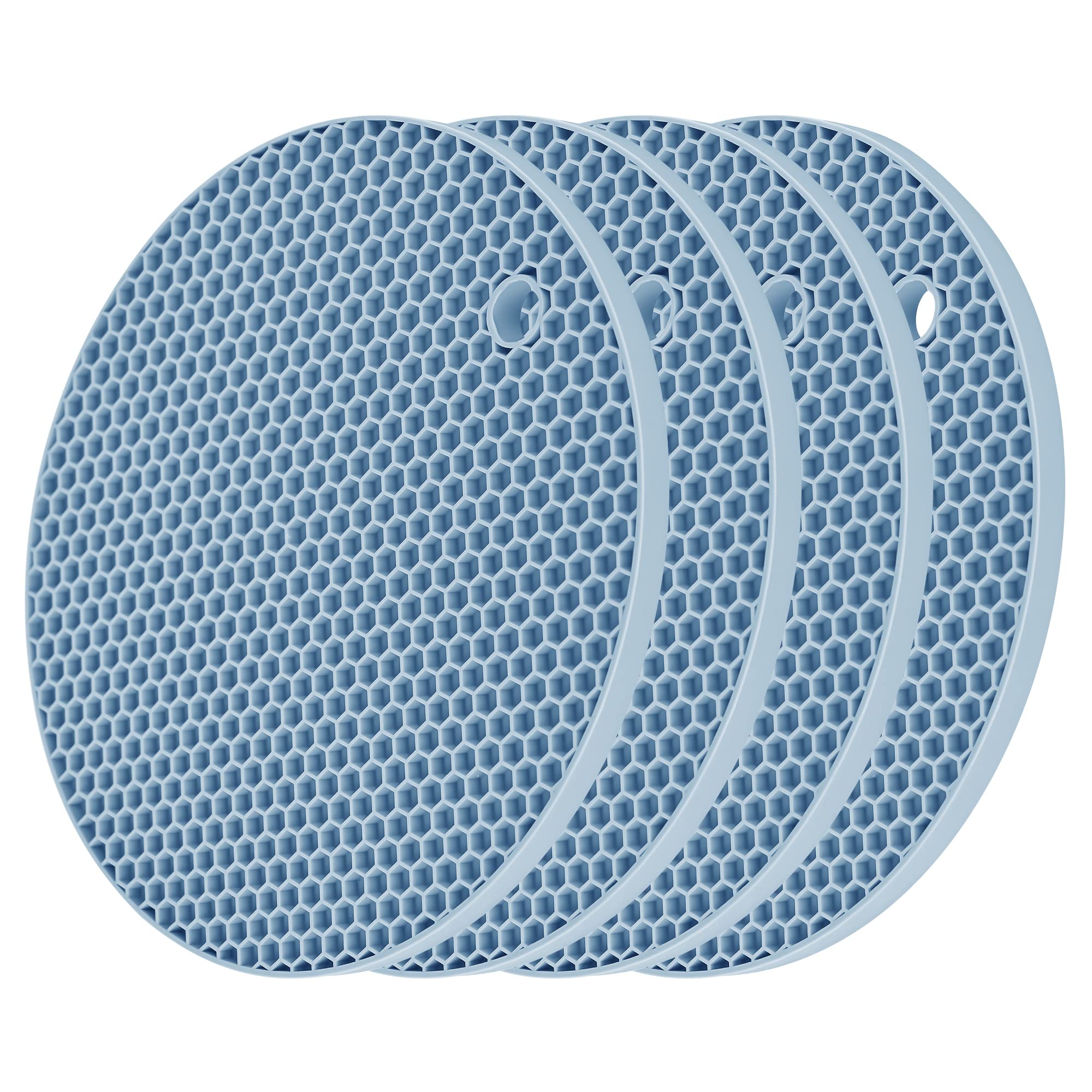 Smithcraft Silicone Trivets For Hot Dishes Pots & Pans, Blue Round Pot Holders, Jar Opener Pads & Spoon Rest, Non Slip Hot Pads