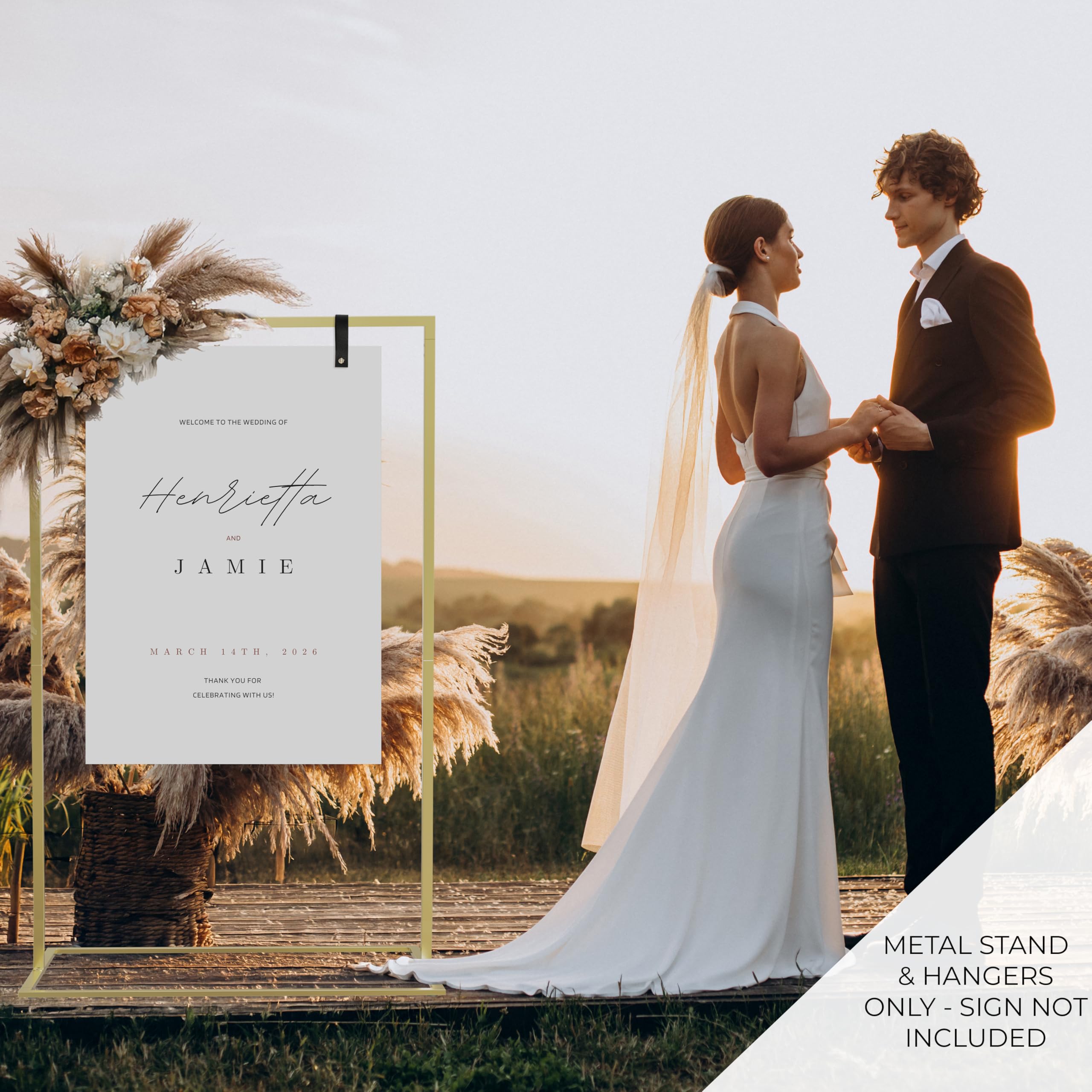 Elegant Wedding Welcome Sign Stand - Sturdy Welcome to Our Wedding Sign Holder for Seating Charts & Event Decor - A Beautiful Br