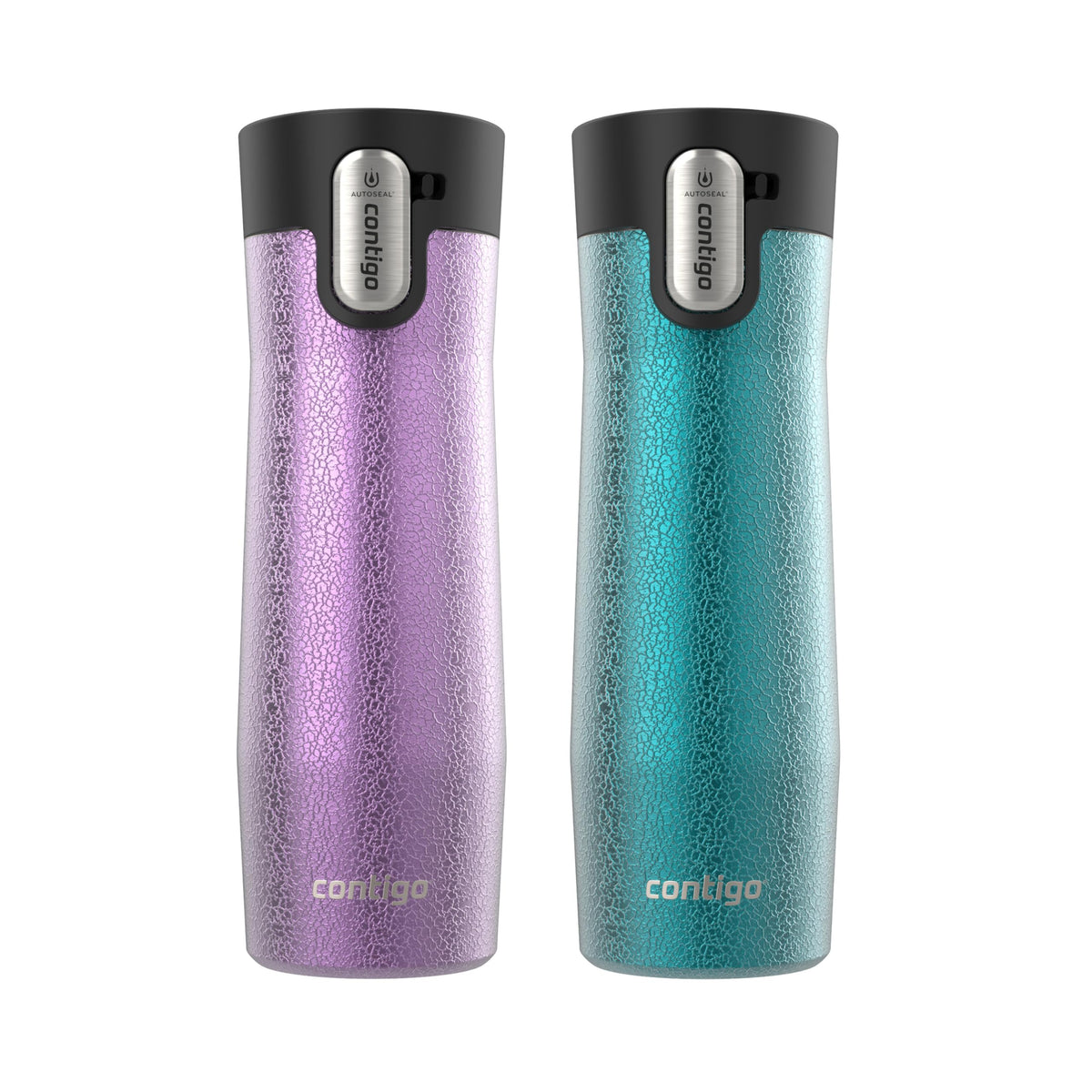 Contigo Autoseal West Loop Vacuum-Insulated Stainless Steel Travel Mug With Easy-Clean Lid, 20 Oz, 2-Pack, Crystal Pansy; Crysta