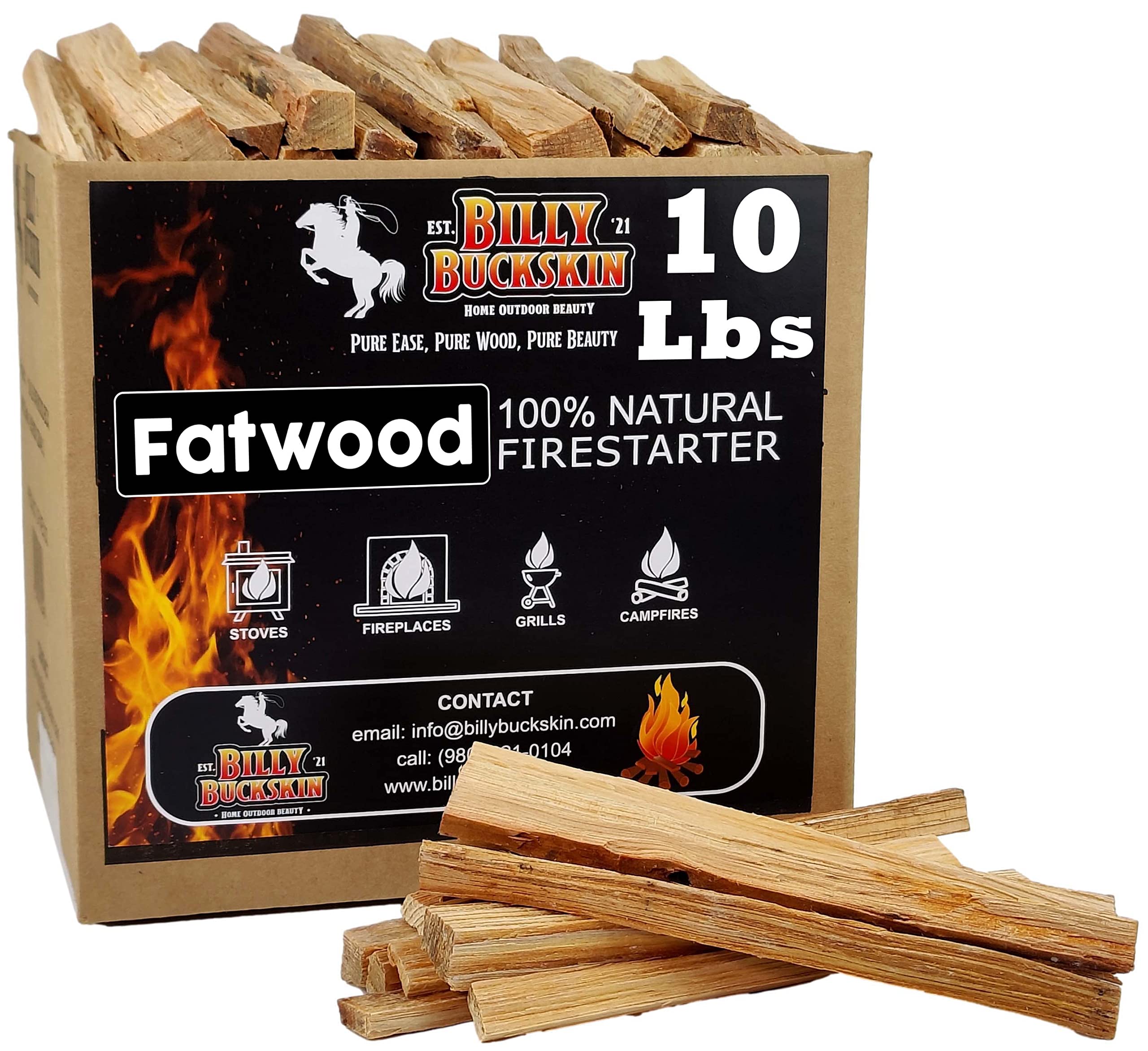 10 Lbs. Fatwood Fire Starter Sticks, Perfect Fire Starters For Fire Pit, Campfires, Fireplaces, Bonfires, Bbq & Wood Stoves, Eas