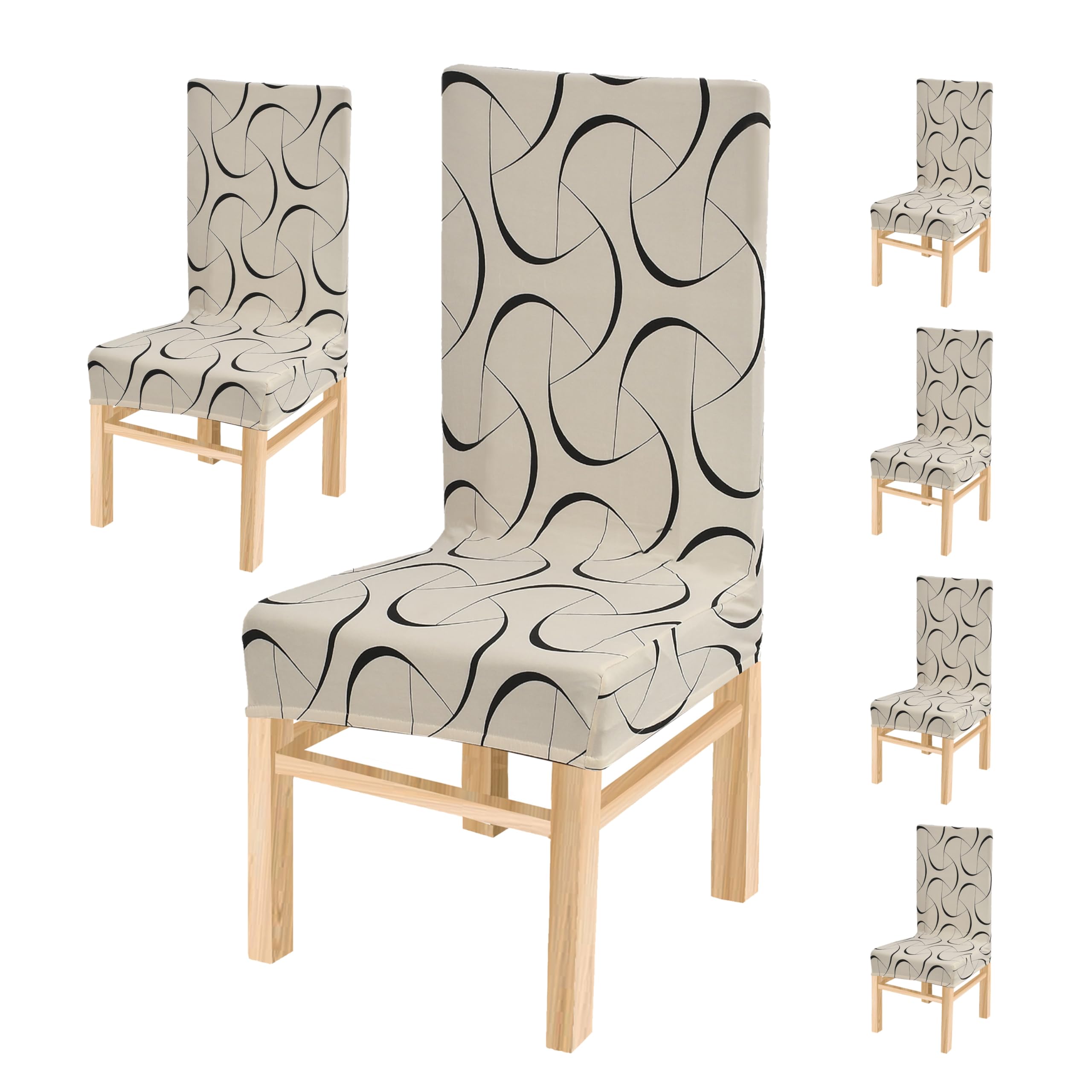 Yellow Weaves Elastic Stretchable Dining Chair Cover, Removable Washable Elastic Floral Printed Dining Chair Covers (Set Of 6, N