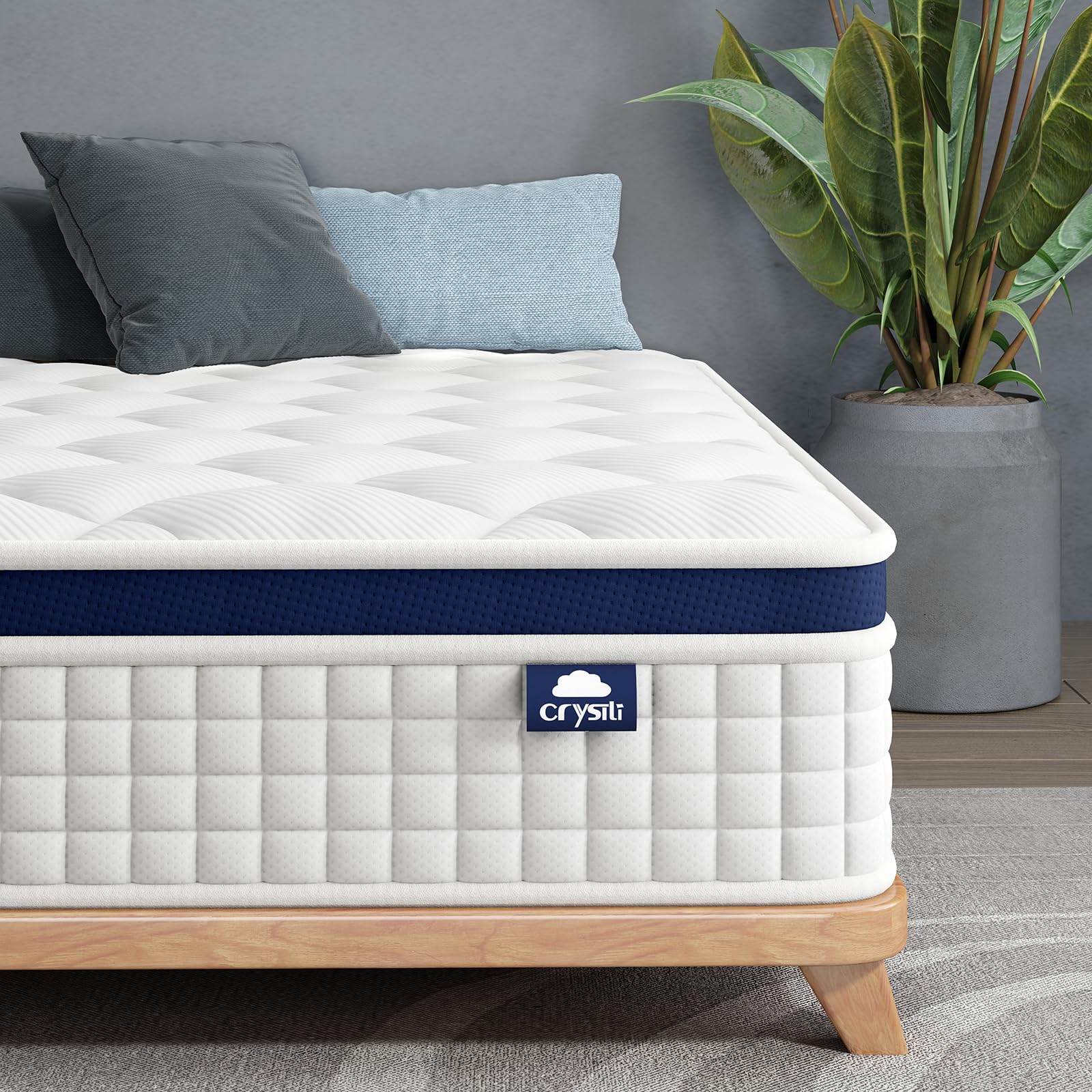 Crystli Queen Size Mattress, 13 Inch Memory Foam Mattress Bed In A Box, Innerspring Hybrid Queen Size Mattress For Pressure Reli