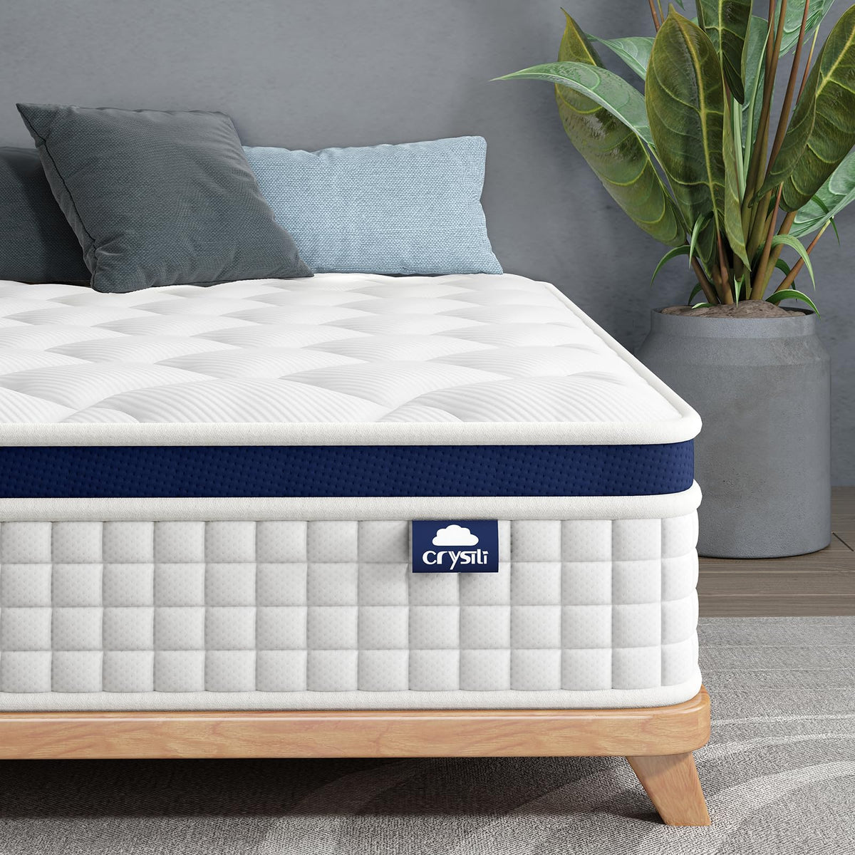 Crystli Full Size Mattress 14 Inch Memory Foam Hybrid Mattress Bed In A Box With Zero Pressure Foam, Innerspring Mattresses For