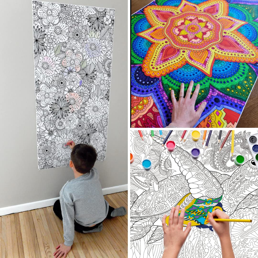 SJPRINTER Giant Coloring Poster for Kids and Adults - Great for Care Facilities  Schools  Group and Family Activities (Square Love  30'' x 30'')