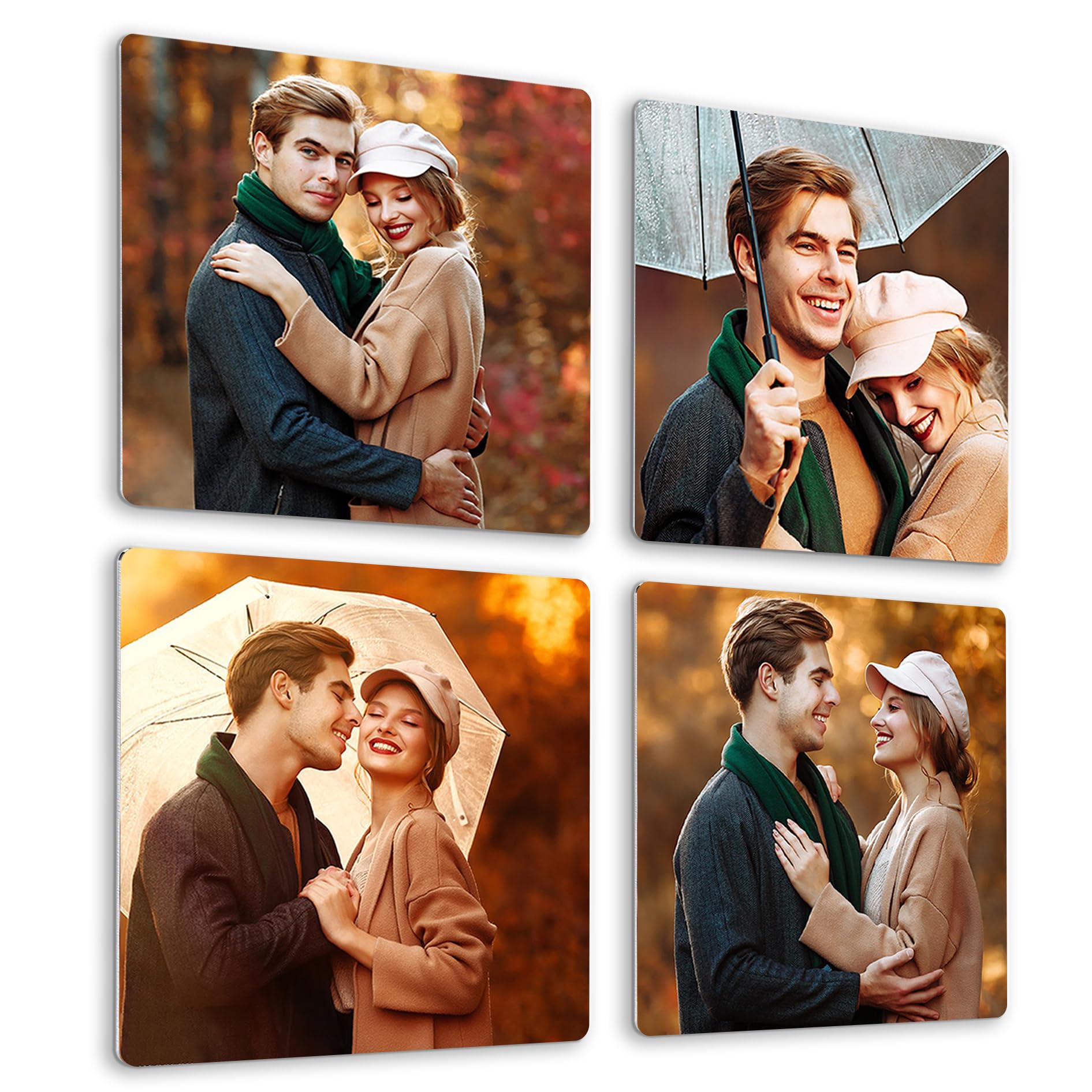 Custom Photo Tiles, Personalized Mix Metal Tiles Picture Frames Stick On Wall, Picture Frames Collage Wall Decor Square Picture