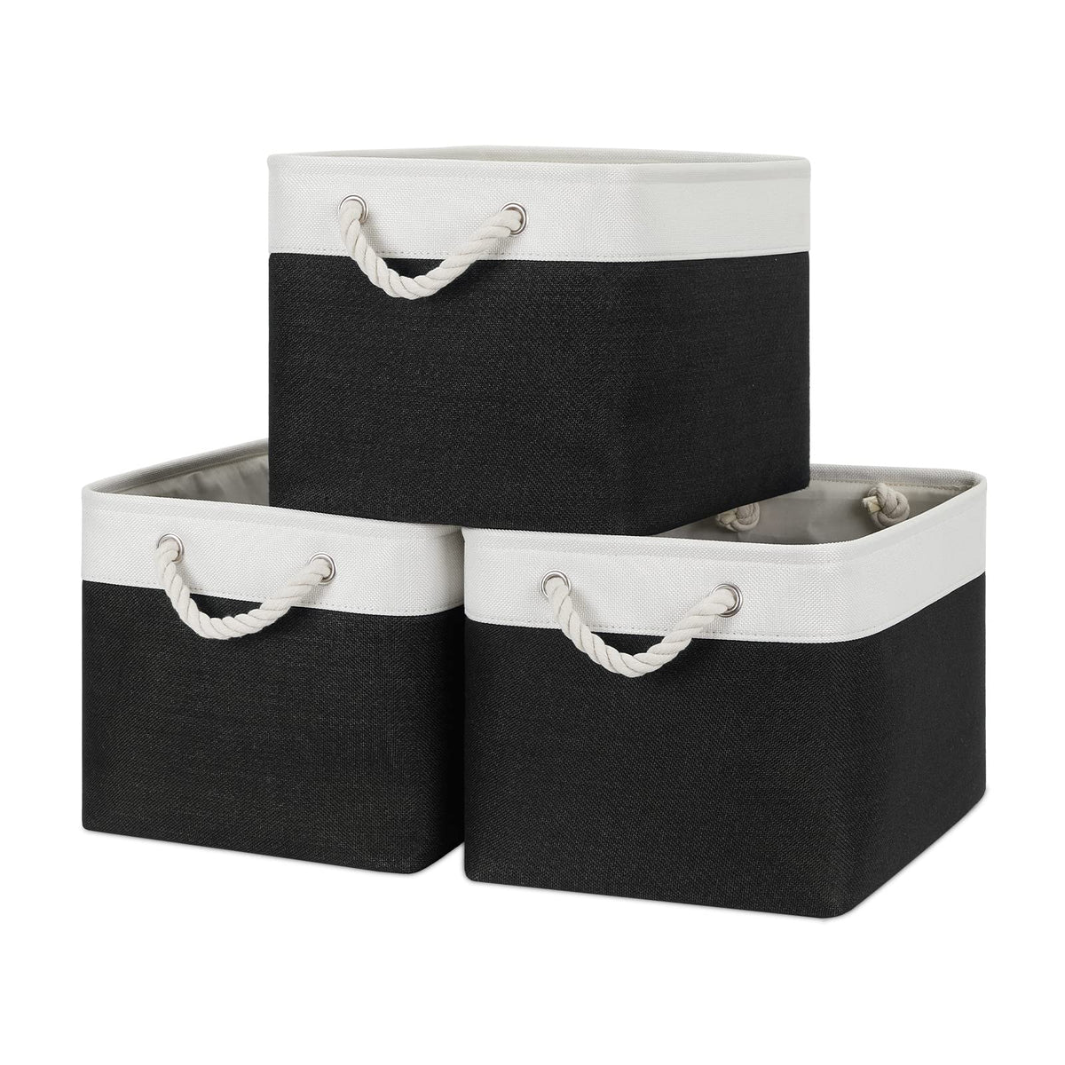 Bidtakay Black Storage Baskets For Shelves [3-Pack] Collapsible Organizer Baskets For Laundry Storage 15 X 11 X 9.5 Inches Dog T