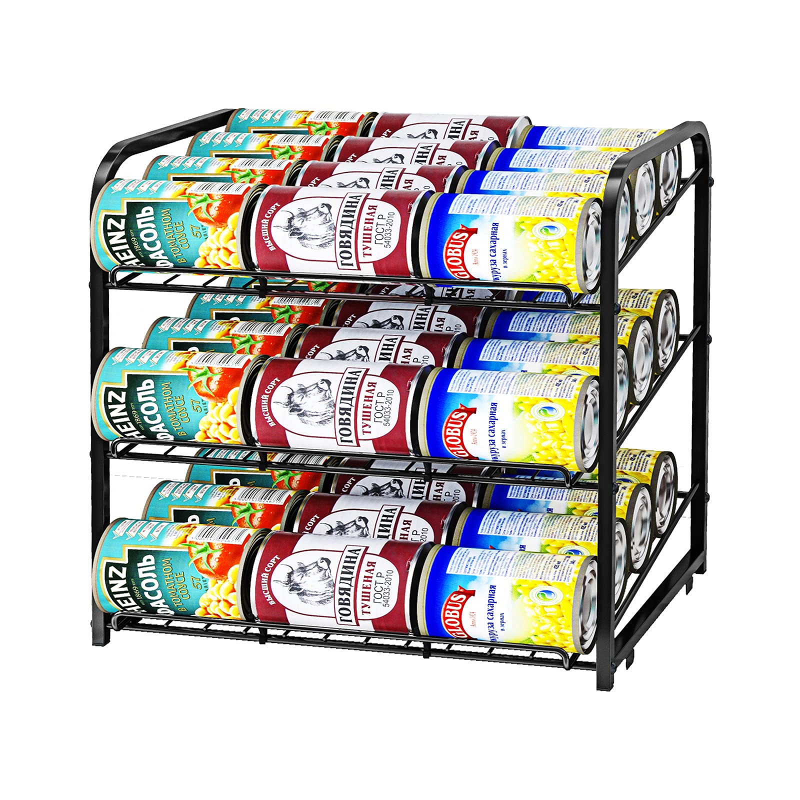 AIYAKA Can Rack Organizer, 3 Tier Stackable Can Storage Dispenser,for Food Storage, Kitchen or Pantry, Storage for 36 Cans, Blac