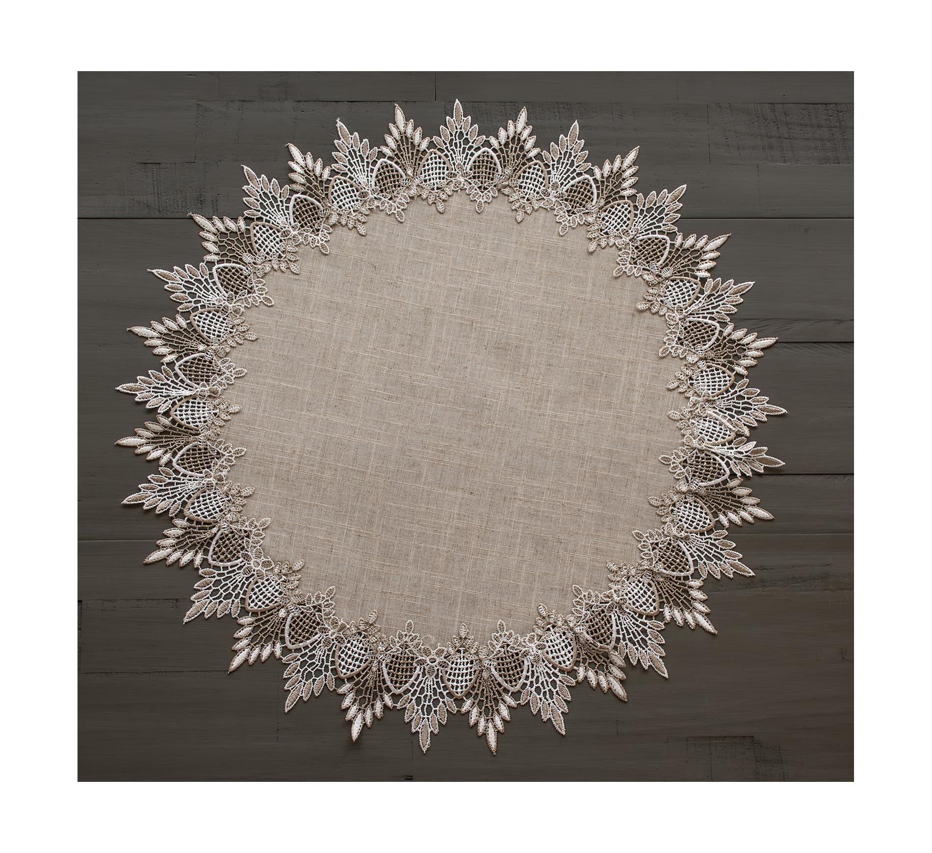 Lace Doily Neutral Earth Tones Table Topper Scarf Place Mat Round Doily (23 Inch Round)