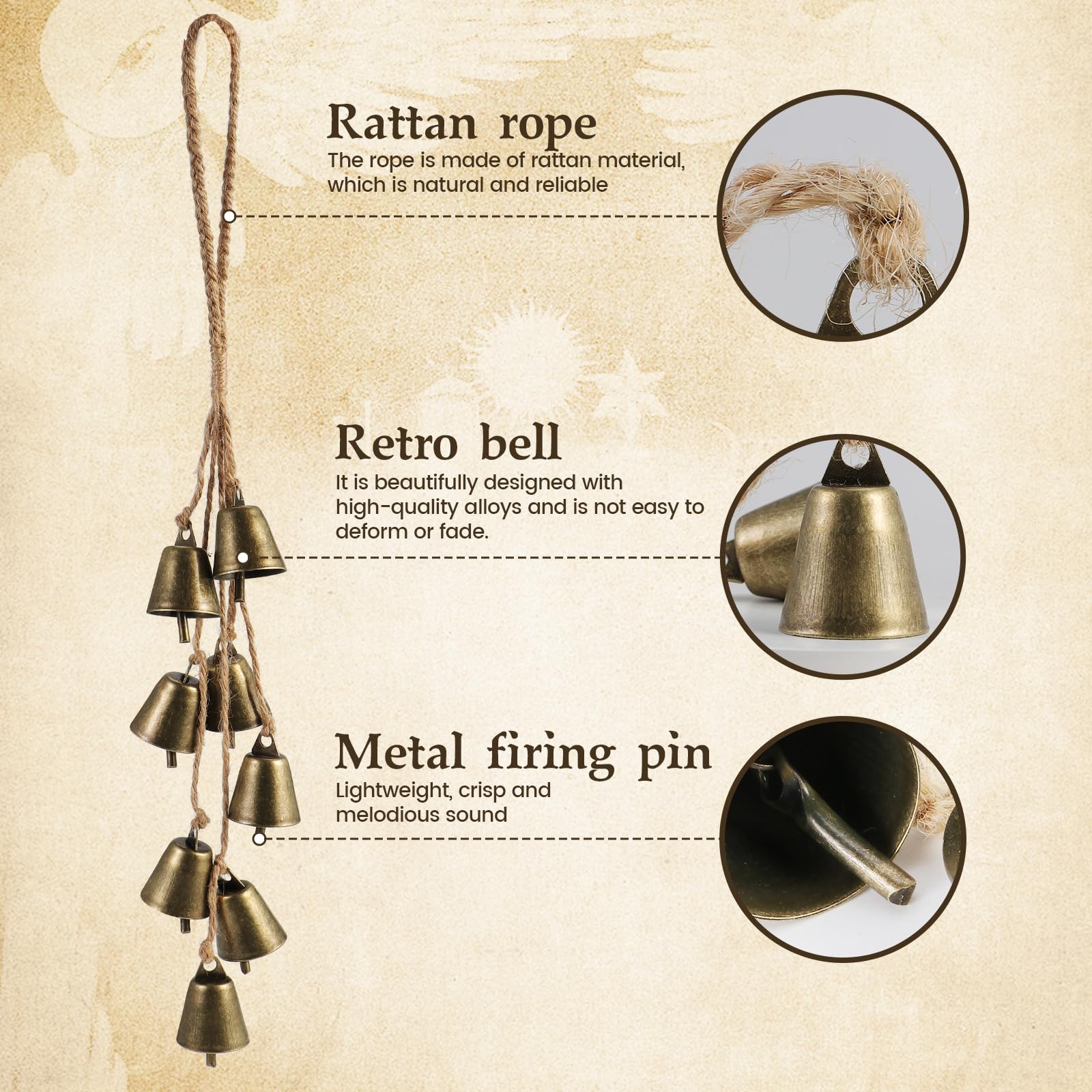 2 Pack Witch Bells for Door Knob Protection Outdoor Bells Hanging Bells for Door knob Witches Bells Magic Wind Chimes for Home P