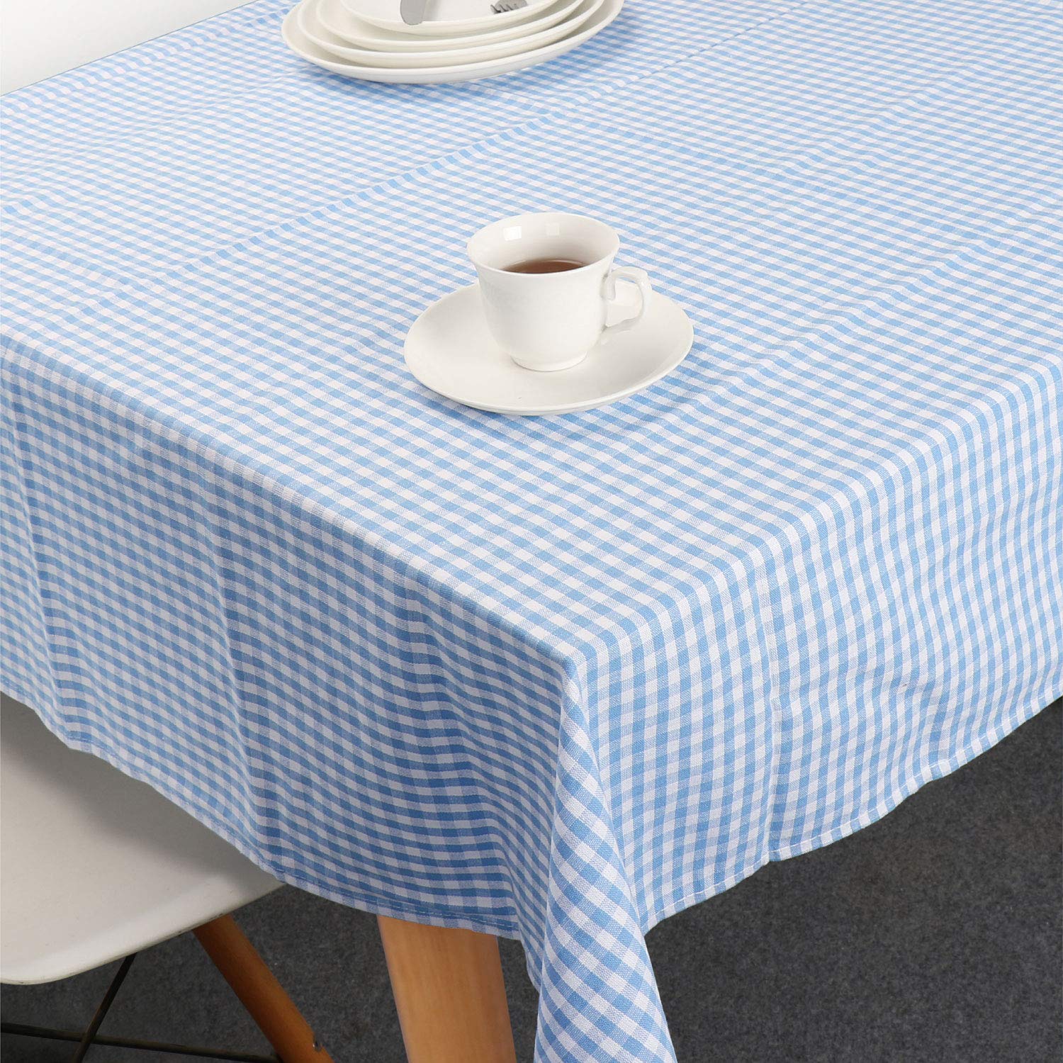 Tablecloths  Rectangle Vintage Table Covers Pure Cotton Gingham Tablecloths Oversized Christmas Holiday Home Decorative Checkered Plaid Table Cloths for Everyday Dinner (Blue  60 X 120 inch)
