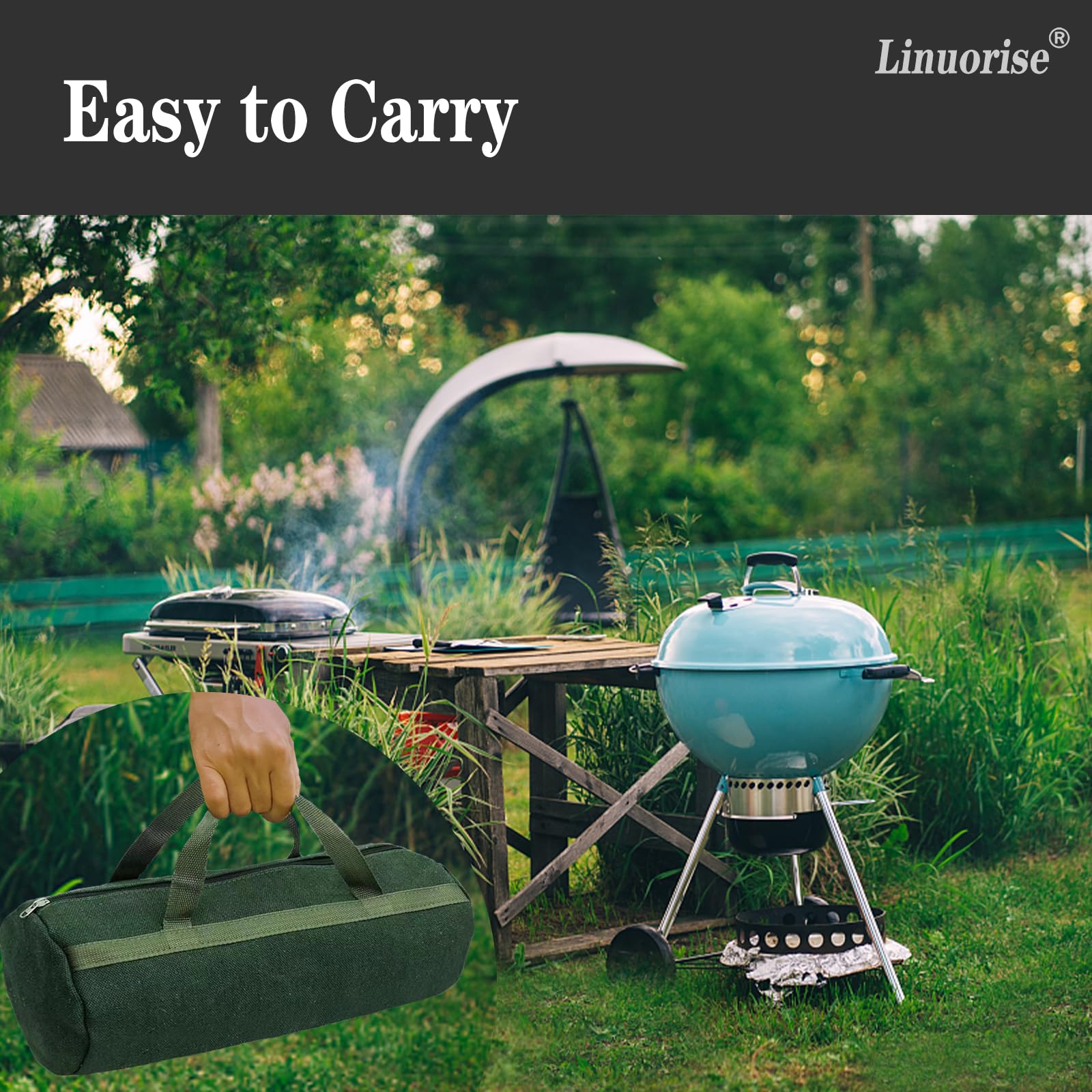 Linuorise Grill Accessory Storage Bag, Tools Storage For Outdoor Grilling, Extra Thick Grill Tools Storage Bag, Suitable For Gri