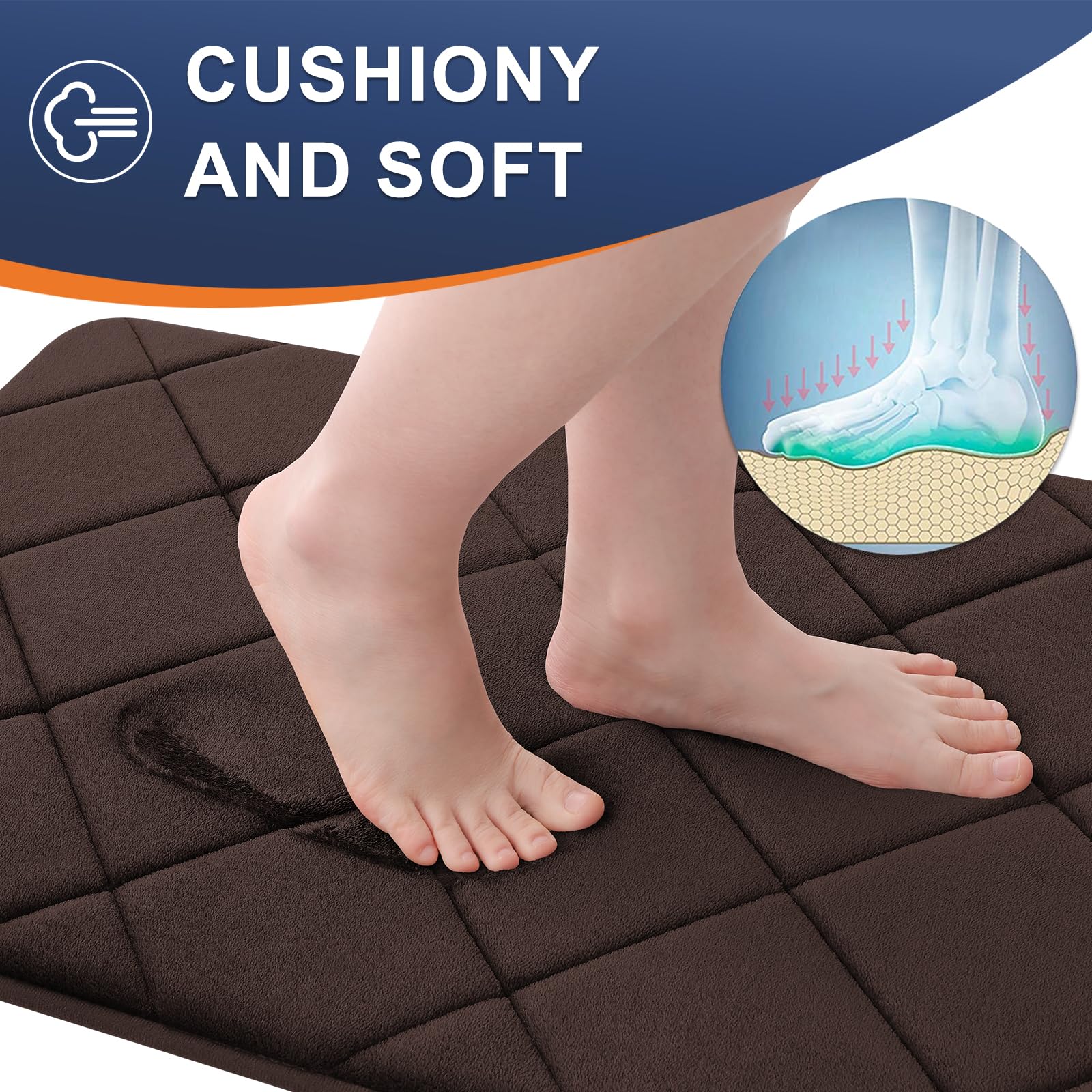 Olanly Memory Foam Bath Mat 47X24, Ultra Soft And Absorbent Bathroom Mat, Machine Washable Bathroom Rugs, Comfortable, Thick Bat
