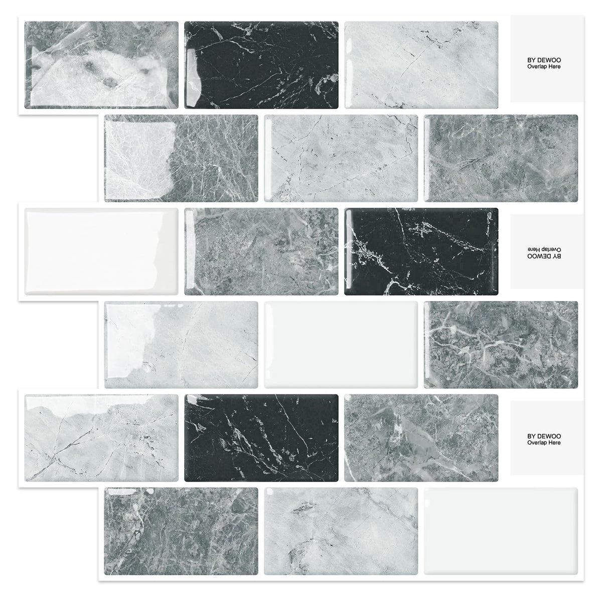 Dewoo 10-Sheet Stick On Backsplash Tiles For Kitchen,12''X12'' Peel And Stick Backsplash Self Adhesive Wall Tile Marble Look