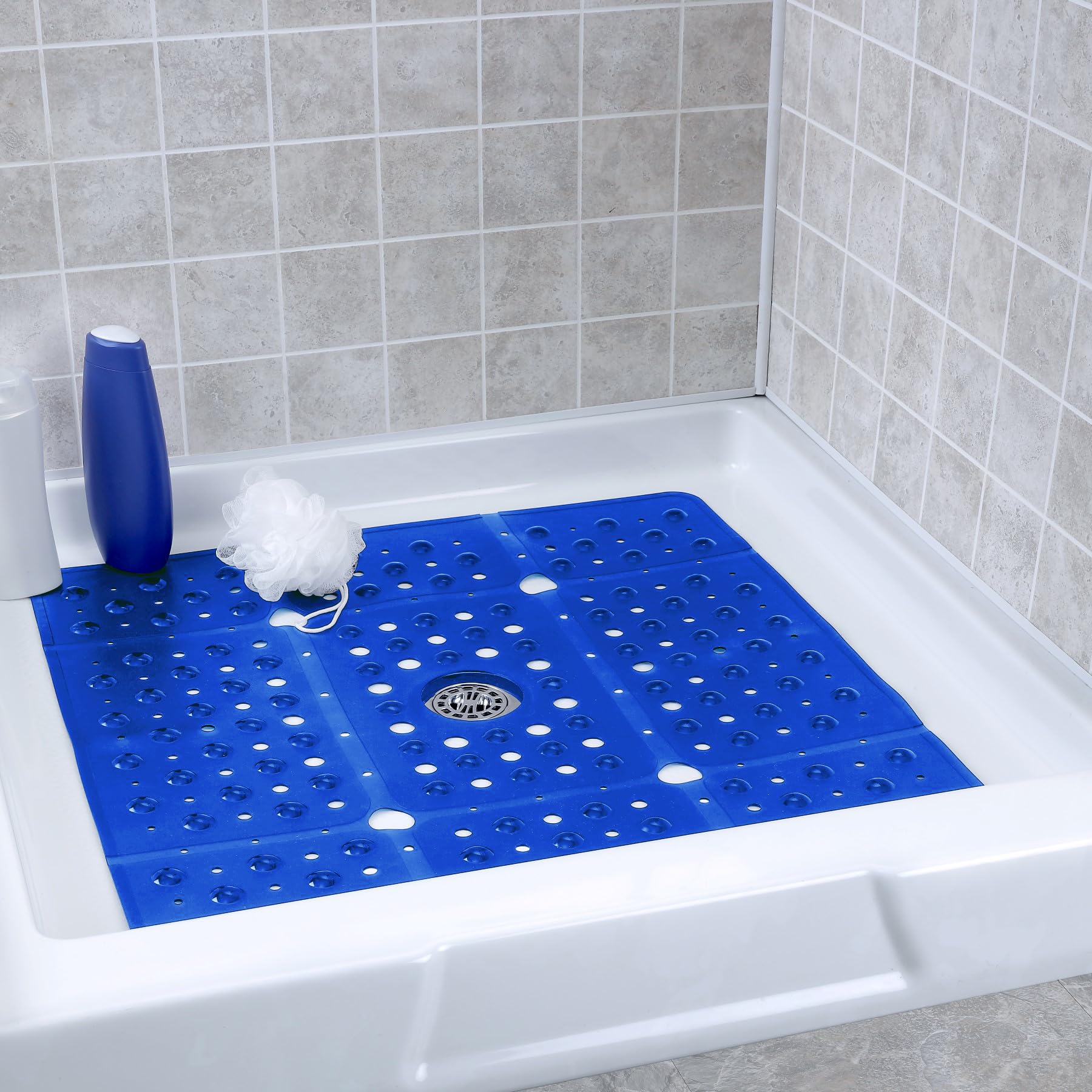 Slipx Solutions Extra Large Square Shower Mat, 27''X27'', Non-Slip Stall Mat For Elderly & Kids Standing Bath Tub Mat, Machine W