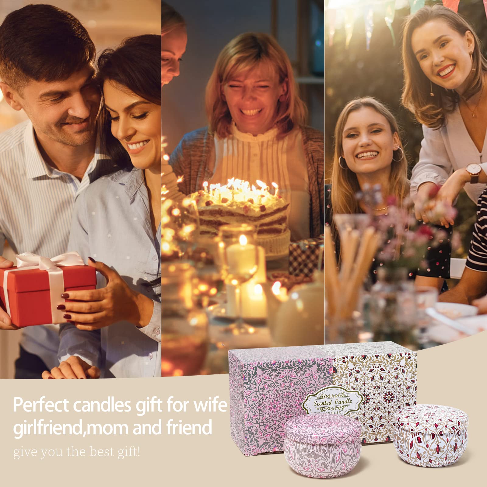 Aromatherapy Candles for Home Scented 2 Pack 2.5 oz Natural Floral Cherry and Vanilla Candles Set, Stress Relief Candles Gifts f