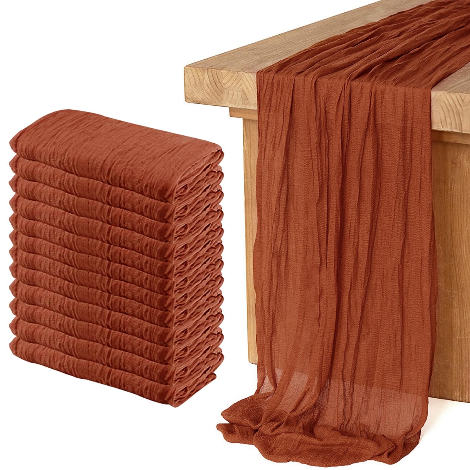 12 Pack Cheesecloth Table Runner, Runner Gauze Boho Wedding Decor Romantic Table Runner For Wedding Birthday Party(35'' X 118'')