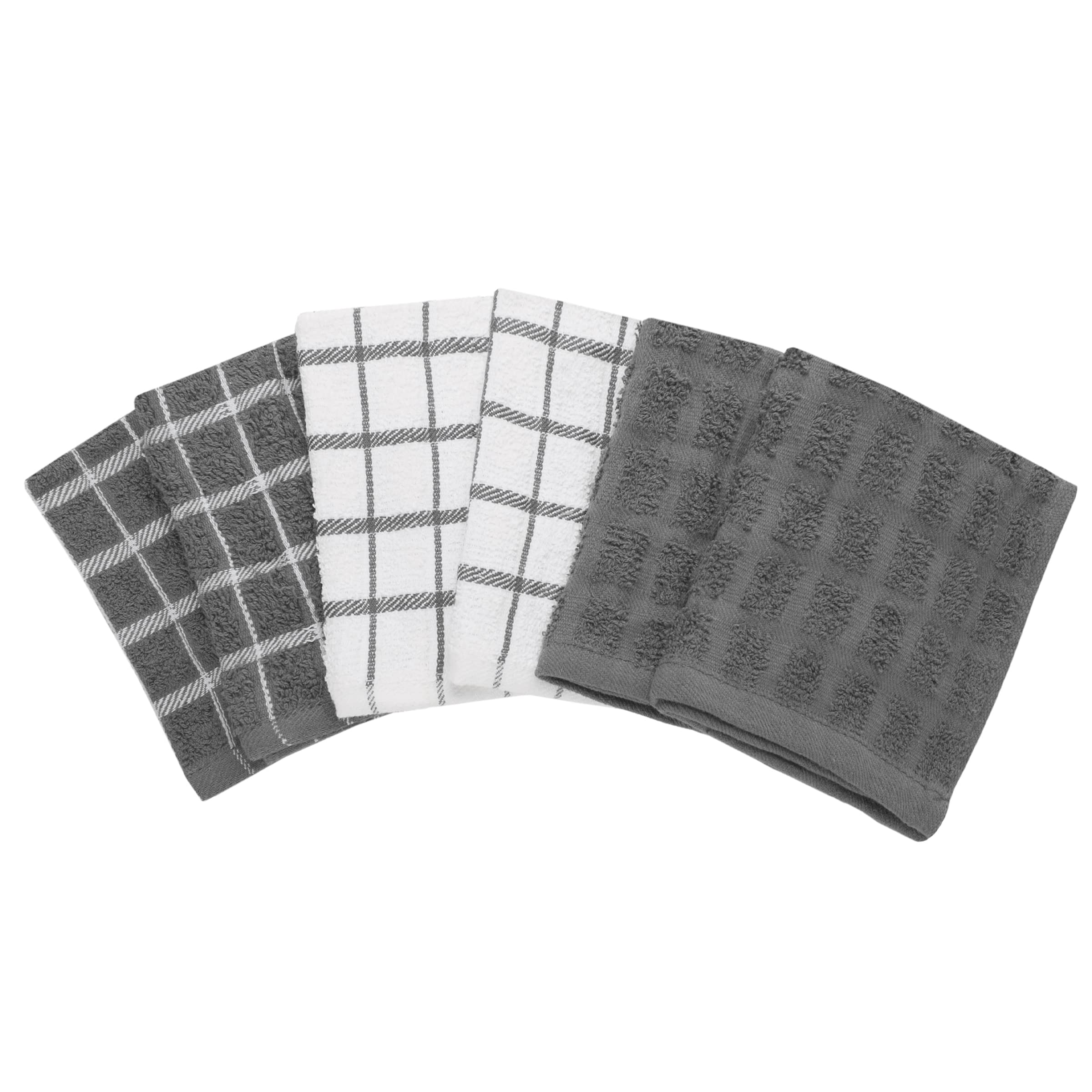 Ritz Terry Check Dish Cloth Set: Highly Absorbent & Super Soft - 100% Cotton, Durable Kitchen Cleaning Cloths For Wiping Tables