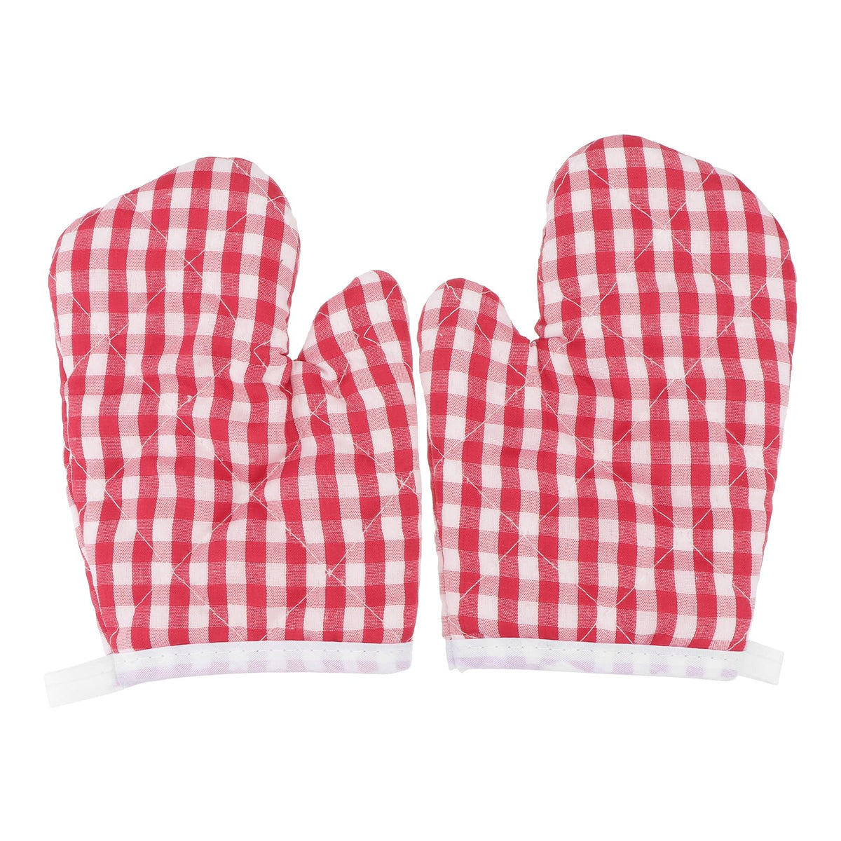 2Pcs Oven Mitts For Play Kitchen, Microwave Oven Gloves Kitchen Baking Mitts, Red Checkered Kitchen Mitts For Safe Backing Cooki