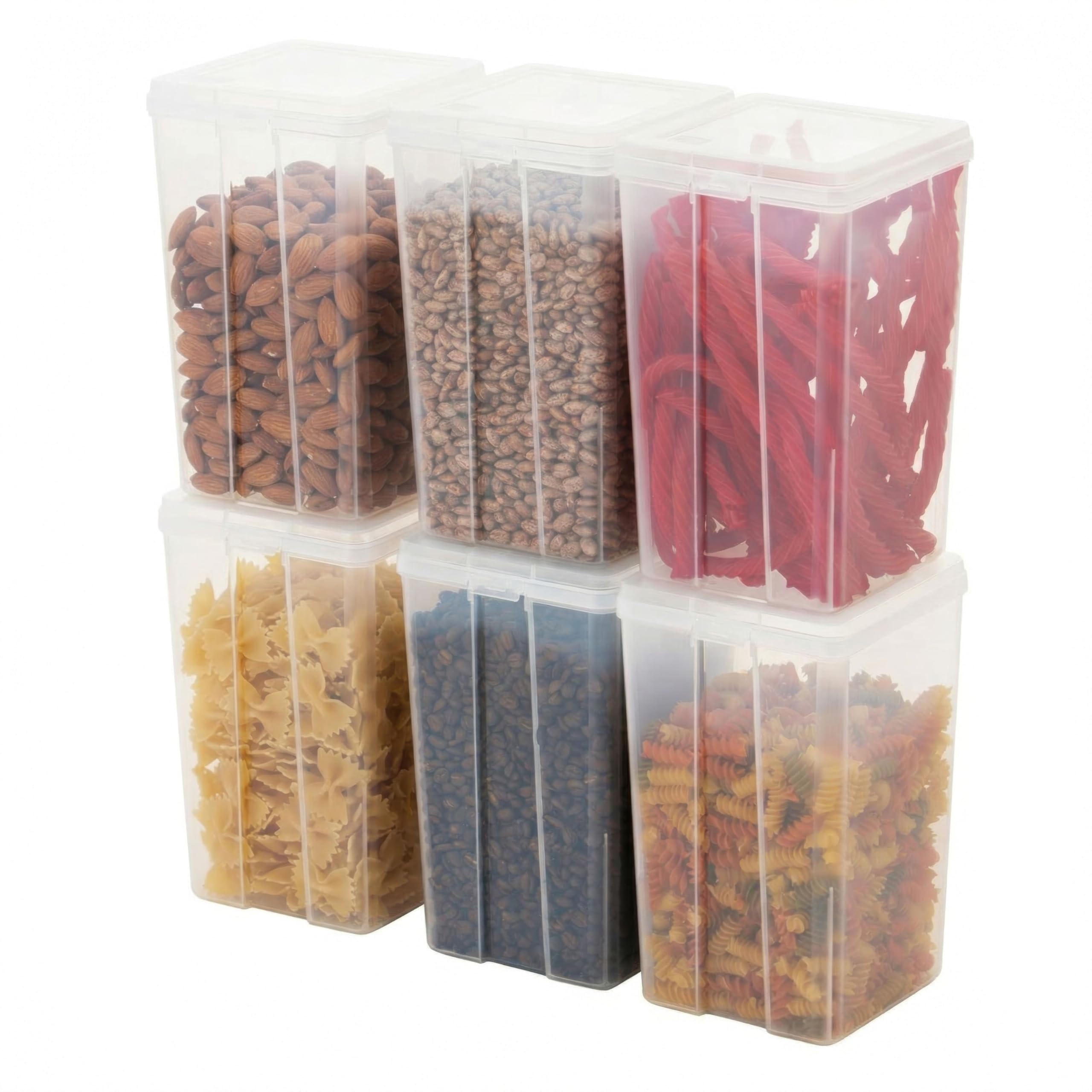 IRIS USA Food Storage Containers with Flip-Top Lid, 2.7 Qt - 6 Pack, Clear Stackable Food Containers for Kitchen & Pantry Organi
