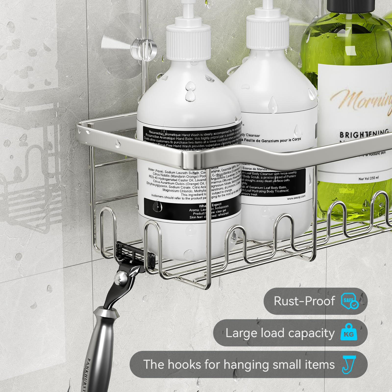 Byt Shower Caddy Hanging, Shower Organizer Hanging For Bathroom, Shower Basket With Hooks, Shower Storage, Shower Shelf No Drill