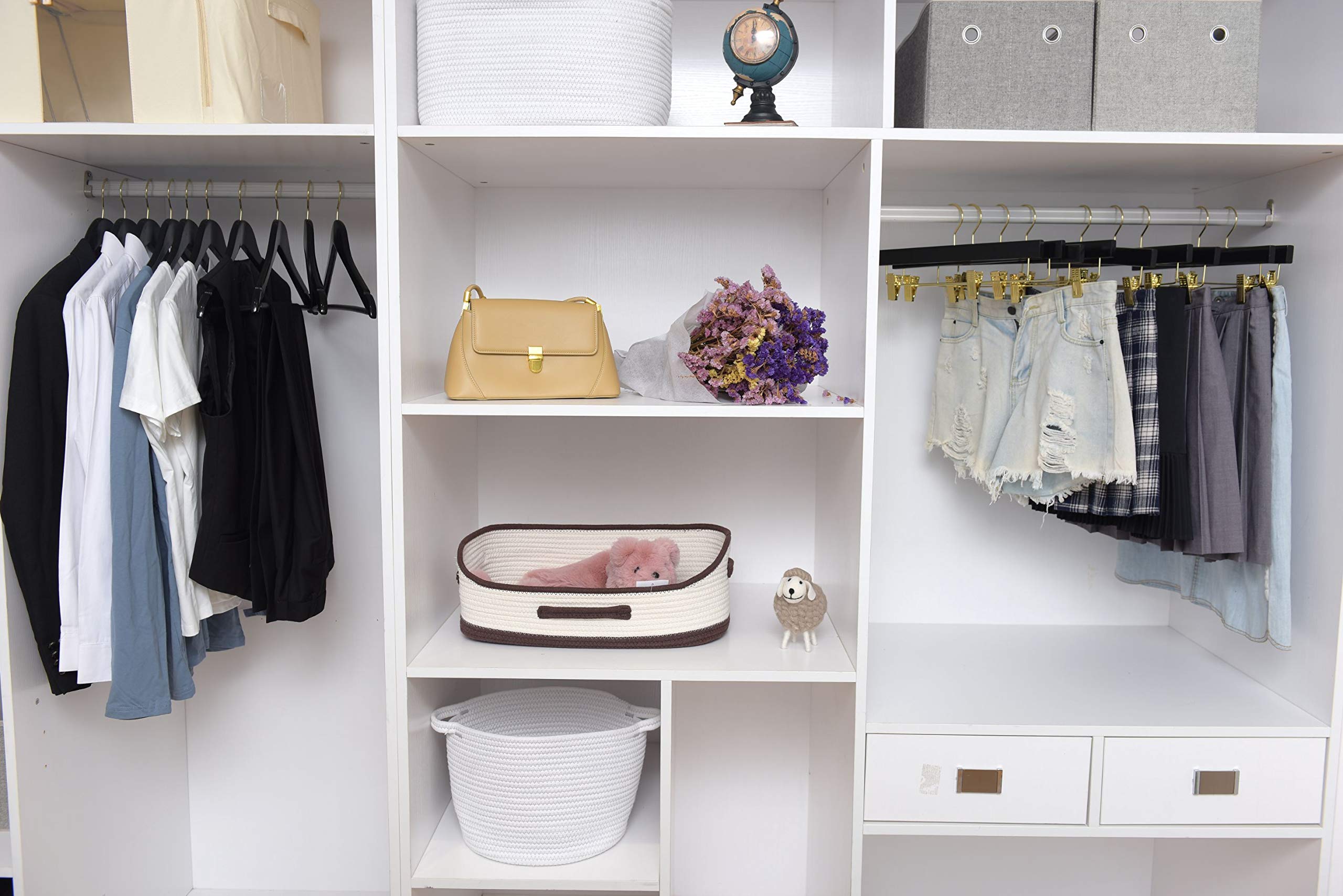 Quality Black Wooden Hangers - Slightly Curved Hanger Set Of 10-Pack - Solid Wood Coat Hangers With Stylish Chrome Hooks - Heavy