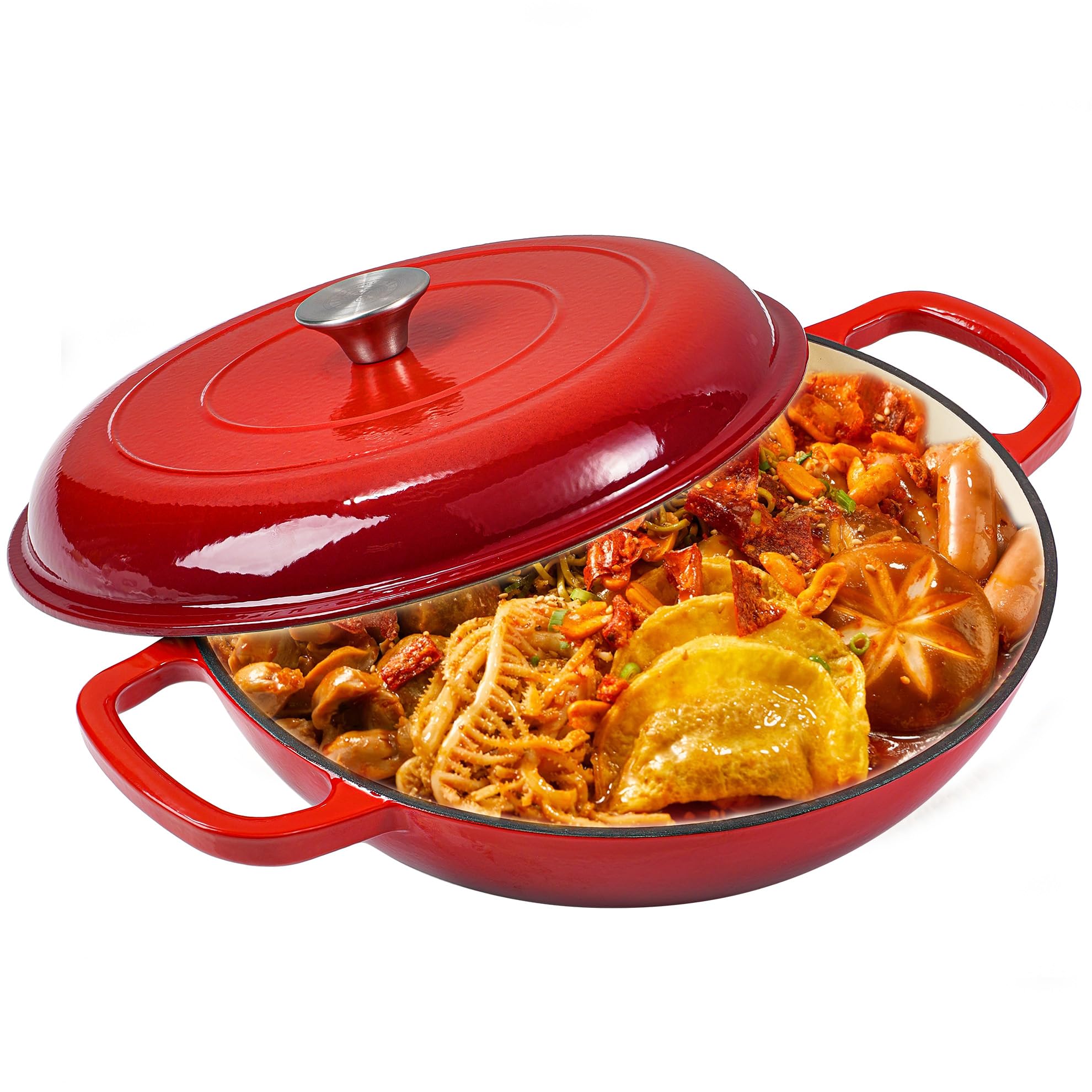 Vivicreate Enameled Cast Iron Dutch Oven, 3.5 Quart, Red, With Lid